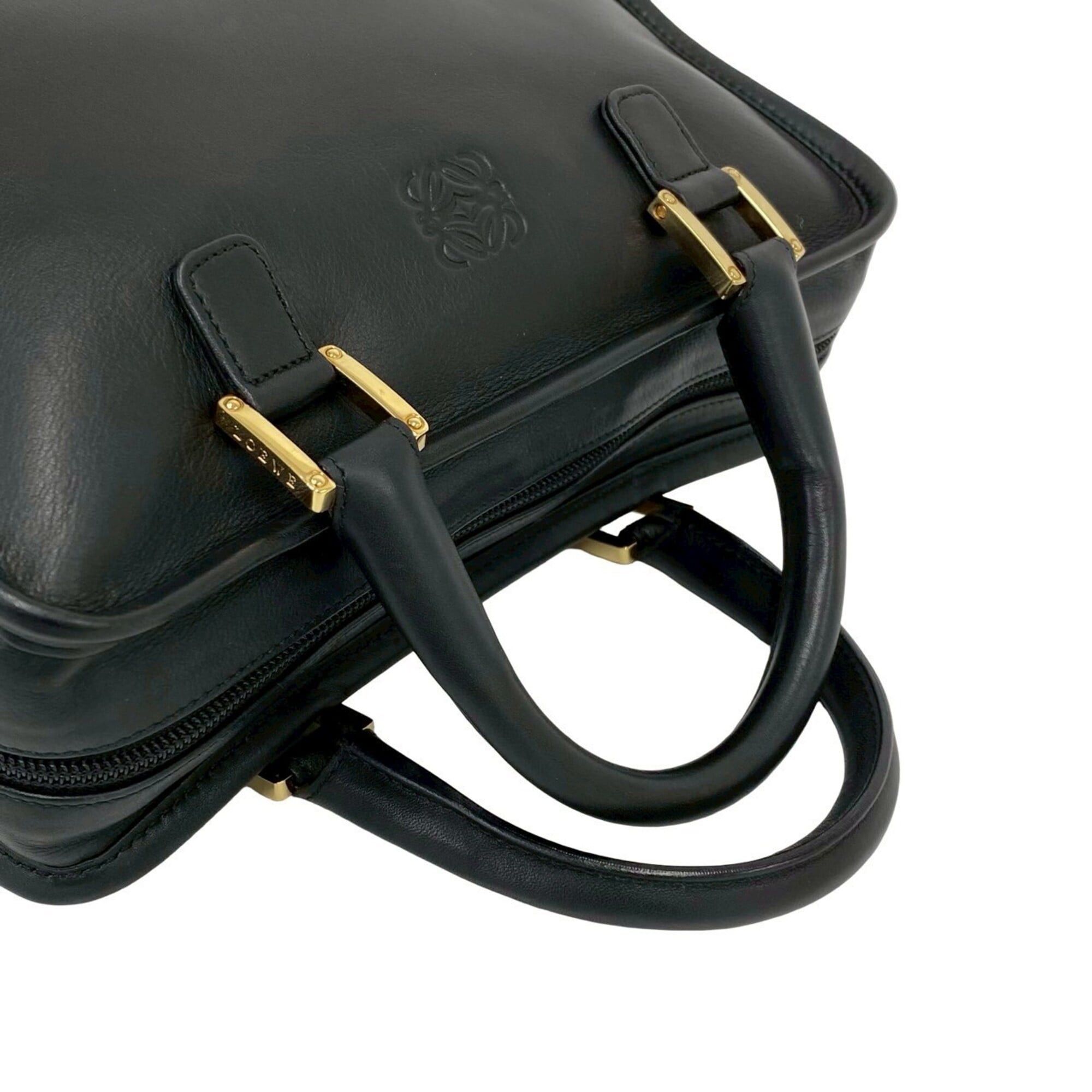 Loewe LOEWE Vintage Amazona 28 Anagram Logo Leather Handbag Mini Boston Bag Black 48980 Size ONE SIZE - 4 Thumbnail