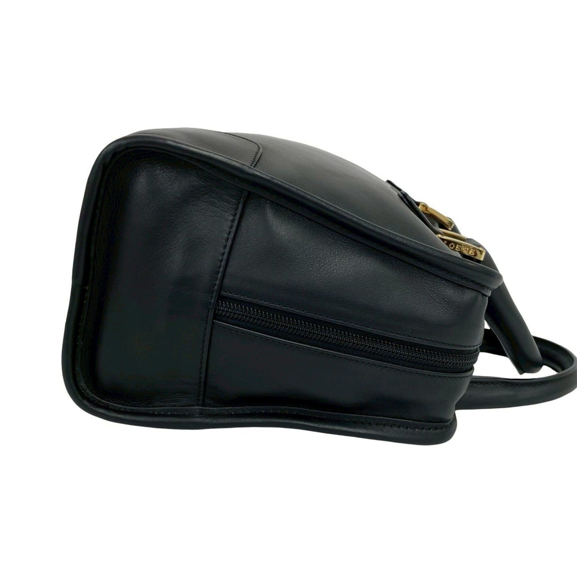 Loewe LOEWE Vintage Amazona 28 Anagram Logo Leather Handbag Mini Boston Bag Black 48980 Size ONE SIZE - 6 Thumbnail