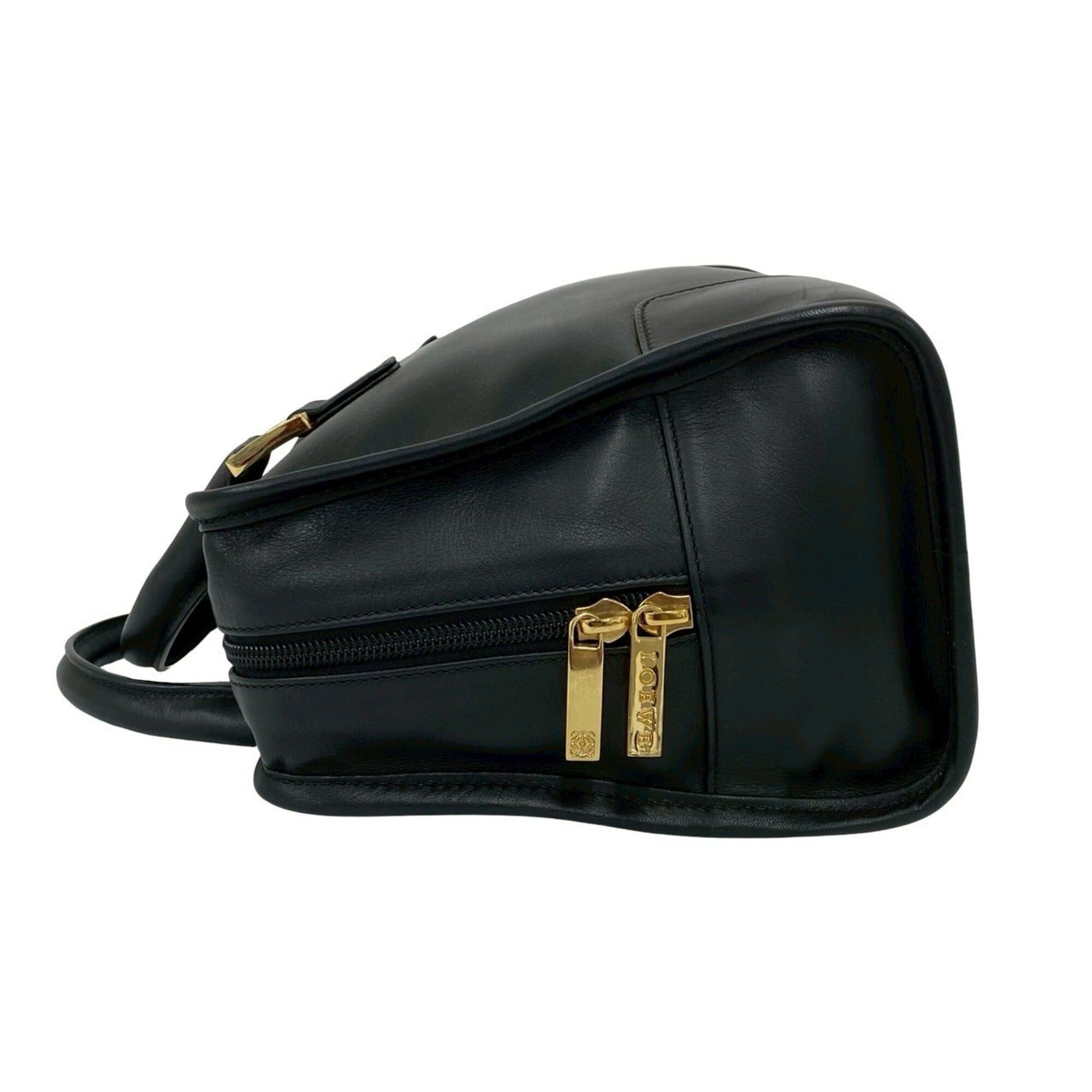 Loewe LOEWE Vintage Amazona 28 Anagram Logo Leather Handbag Mini Boston Bag Black 48980 Size ONE SIZE - 5 Thumbnail