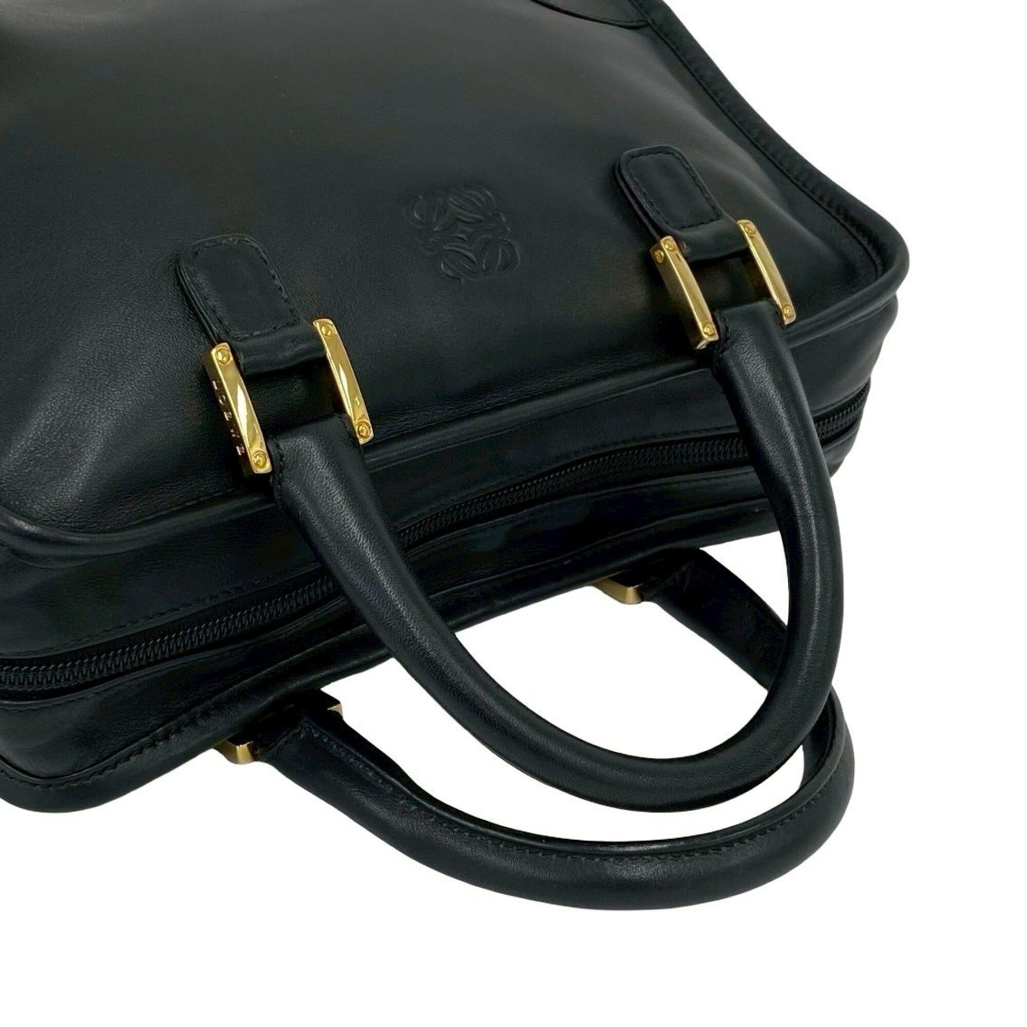 Loewe LOEWE Vintage Amazona 28 Anagram Logo Leather Handbag Mini Boston Bag Black 48801 Size ONE SIZE - 4 Thumbnail