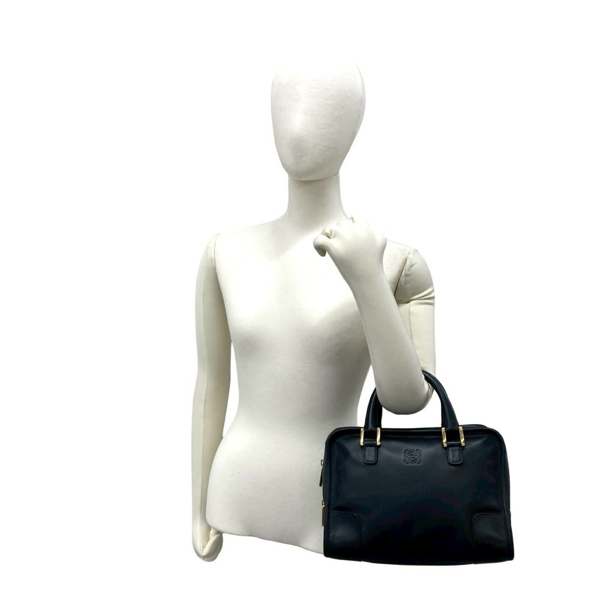 Loewe LOEWE Vintage Amazona 28 Anagram Logo Leather Handbag Mini Boston Bag Black 48801 Size ONE SIZE - 2 Thumbnail