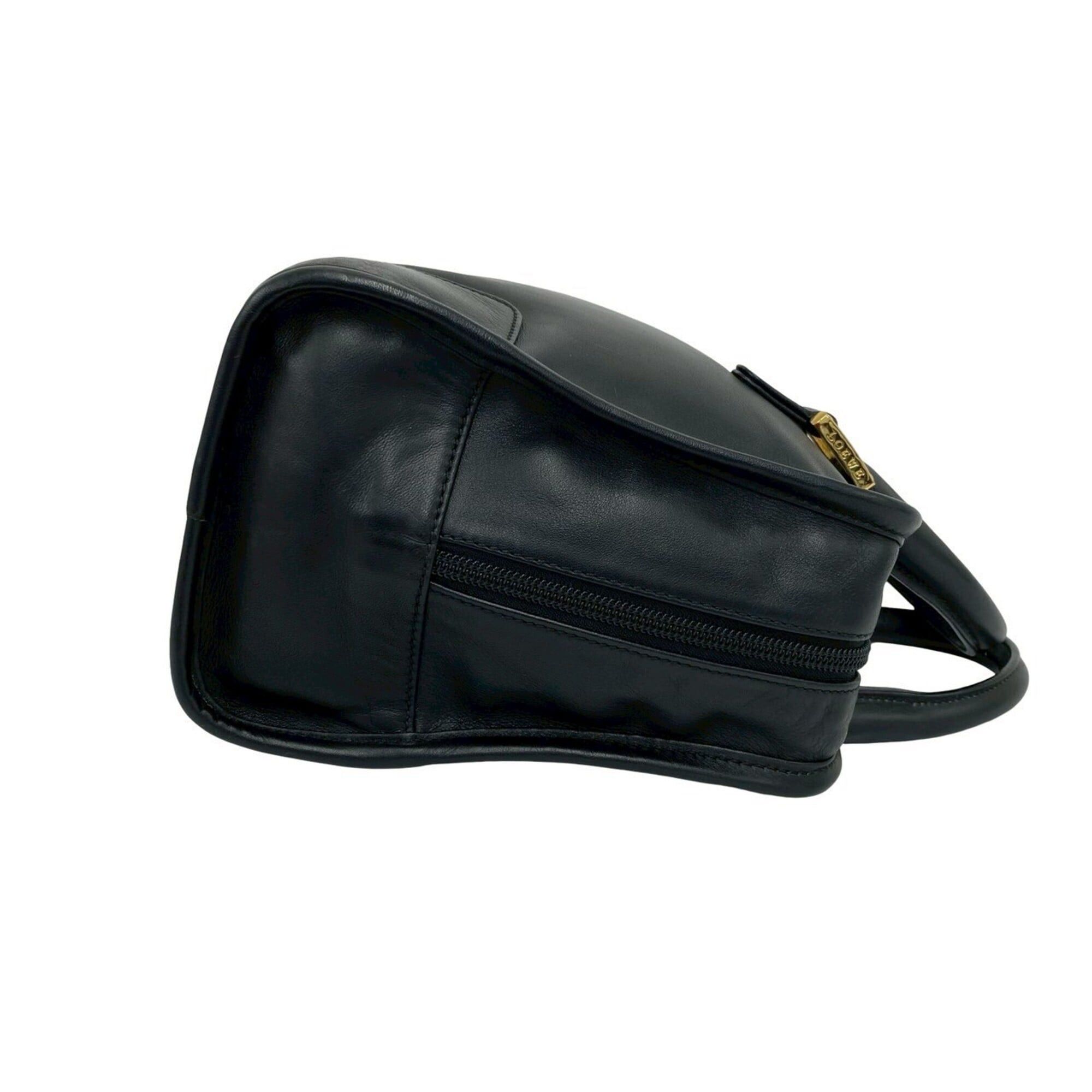 Loewe LOEWE Vintage Amazona 28 Anagram Logo Leather Handbag Mini Boston Bag Black 48801 Size ONE SIZE - 6 Thumbnail