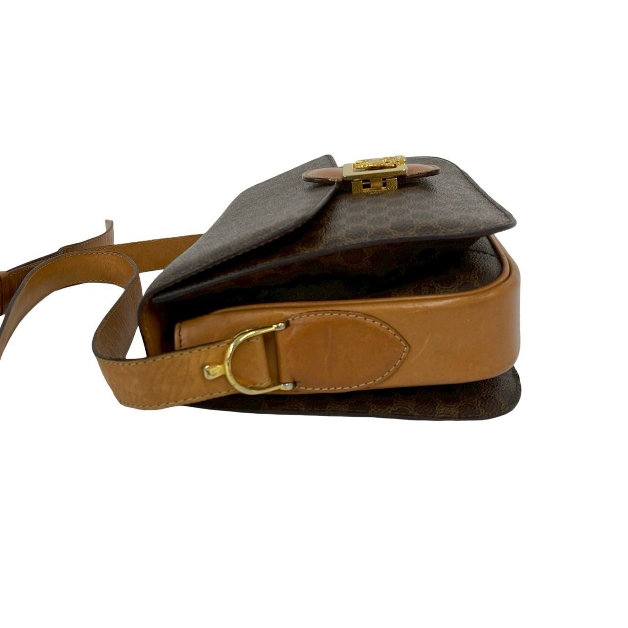 Celine CELINE Vintage Carriage Hardware Macadam Blazon Triomphe Pattern Logo Leather Shoulder Bag Brown 21087 Size ONE SIZE - 5 Thumbnail