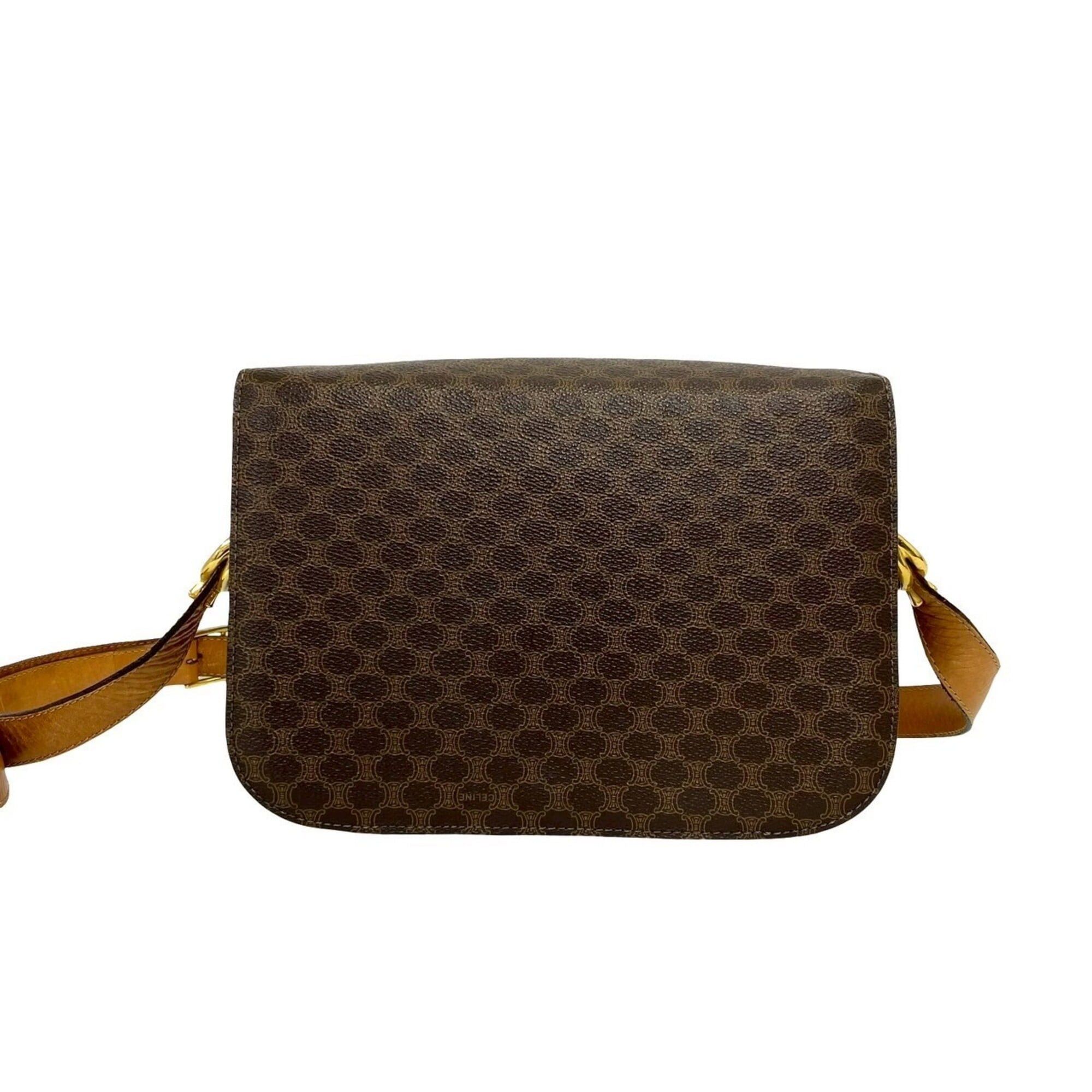 Celine CELINE Vintage Carriage Hardware Macadam Blazon Triomphe Pattern Logo Leather Shoulder Bag Brown 21087 Size ONE SIZE - 3 Thumbnail