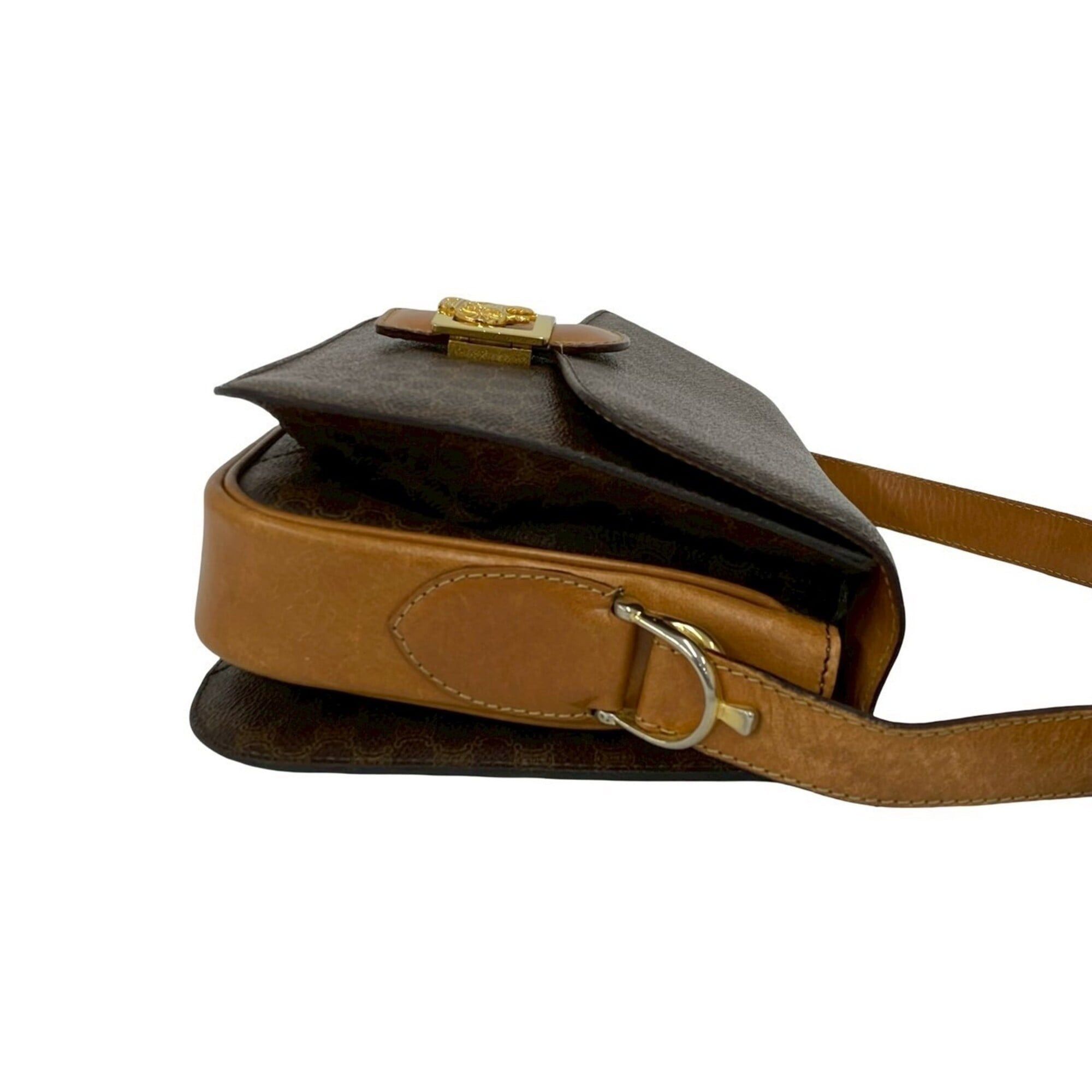 Celine CELINE Vintage Carriage Hardware Macadam Blazon Triomphe Pattern Logo Leather Shoulder Bag Brown 21087 Size ONE SIZE - 6 Thumbnail