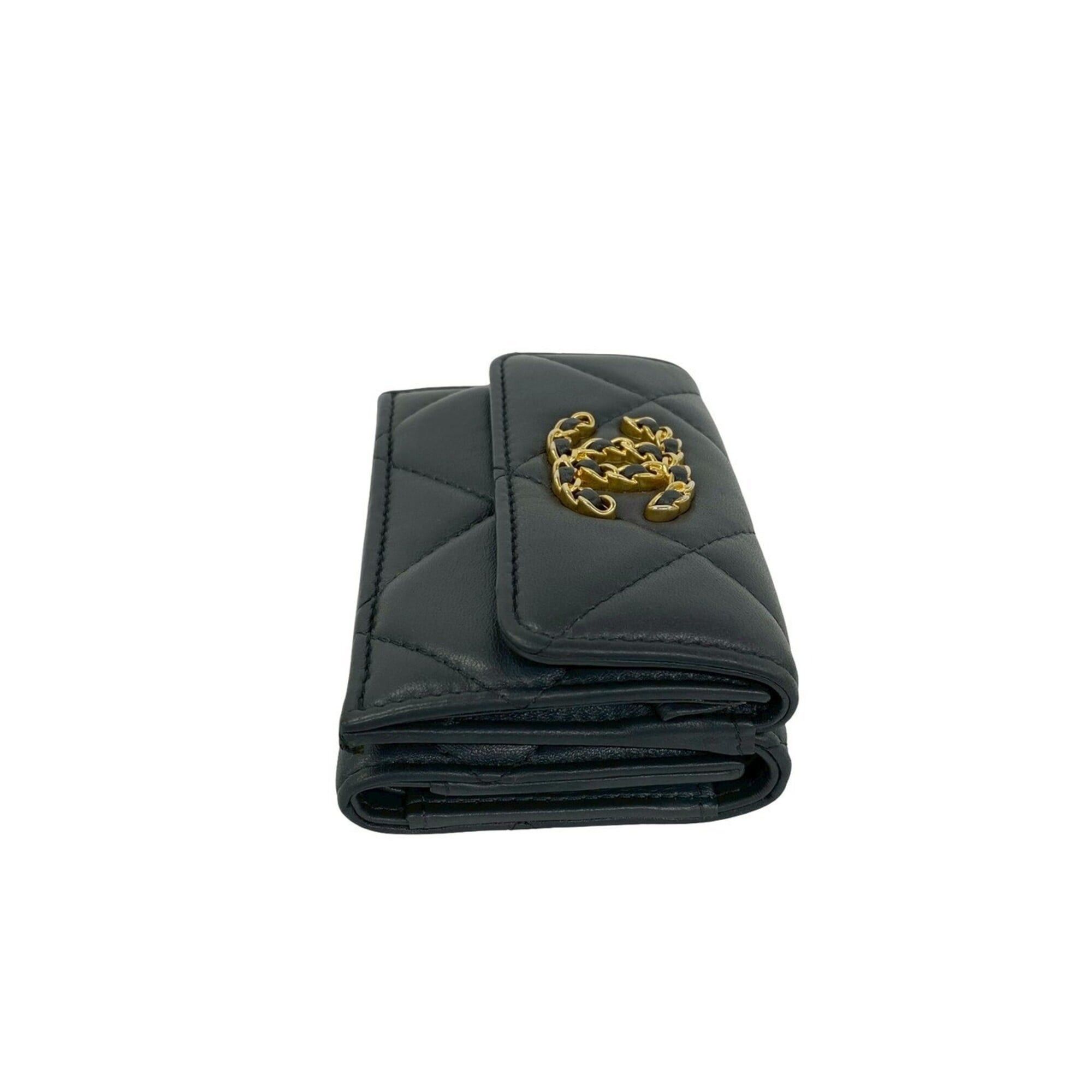 Chanel Chanel 19 Coco Mark Lambskin Leather Tri-fold Wallet Mini Gray 35953 Size ONE SIZE - 5 Thumbnail