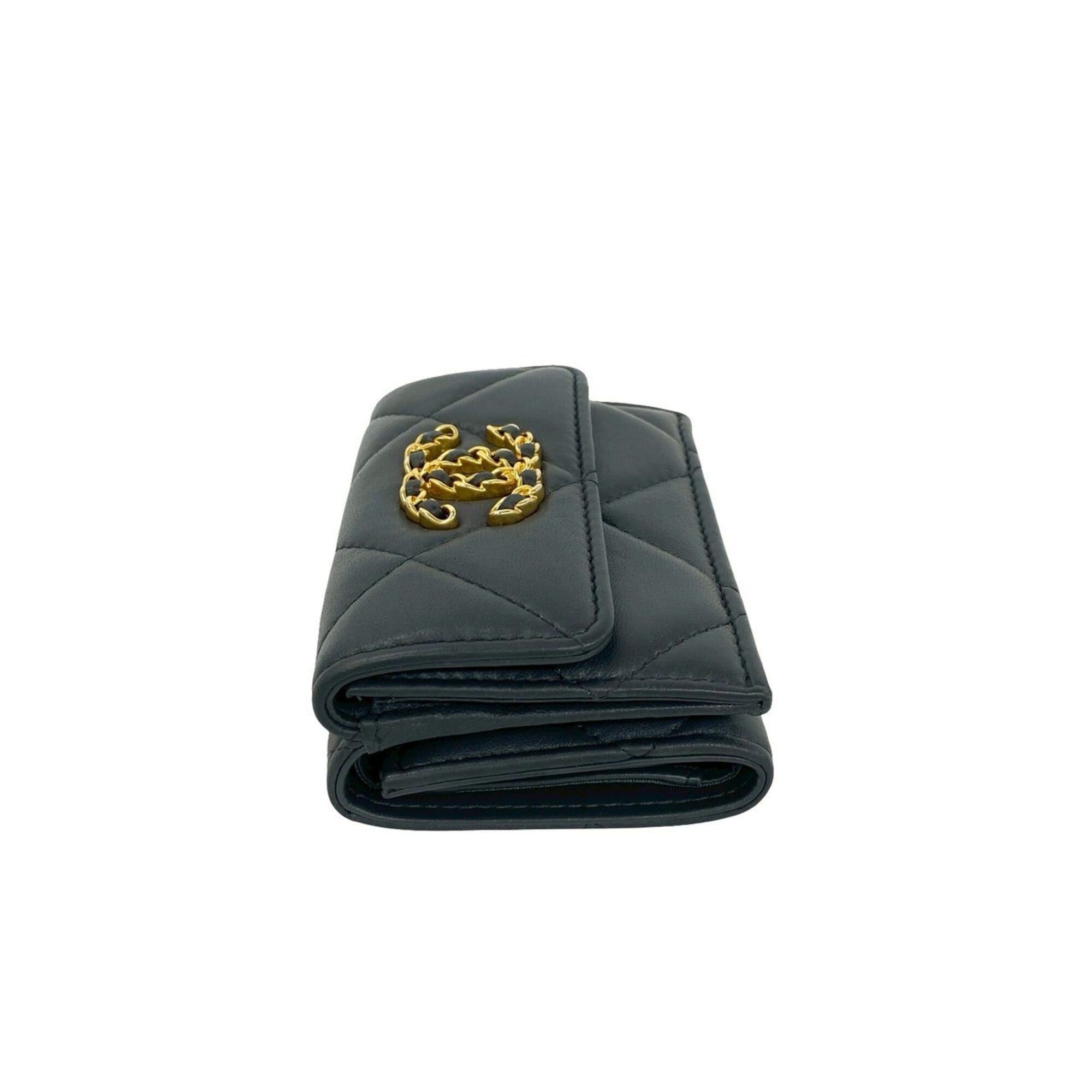 Chanel Chanel 19 Coco Mark Lambskin Leather Tri-fold Wallet Mini Gray 35953 Size ONE SIZE - 4 Thumbnail