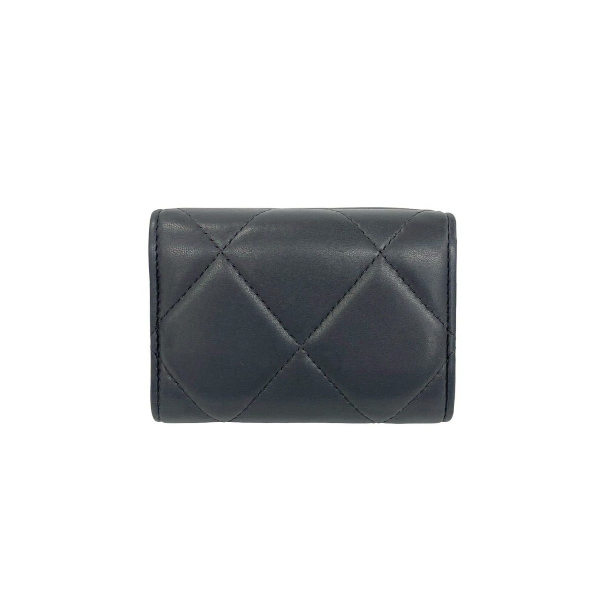 Chanel Chanel 19 Coco Mark Lambskin Leather Tri-fold Wallet Mini Gray 35953 Size ONE SIZE - 2 Thumbnail