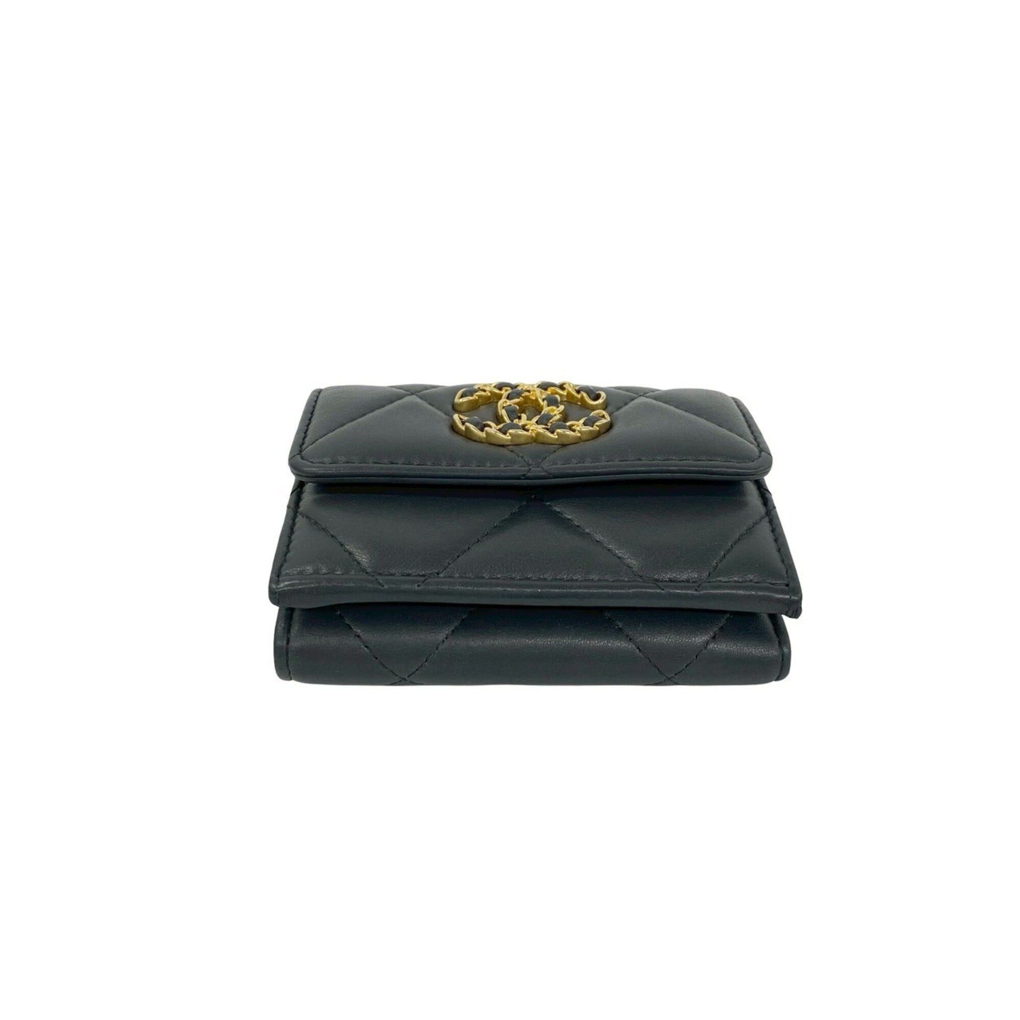 Chanel Chanel 19 Coco Mark Lambskin Leather Tri-fold Wallet Mini Gray 35953 Size ONE SIZE - 6 Thumbnail