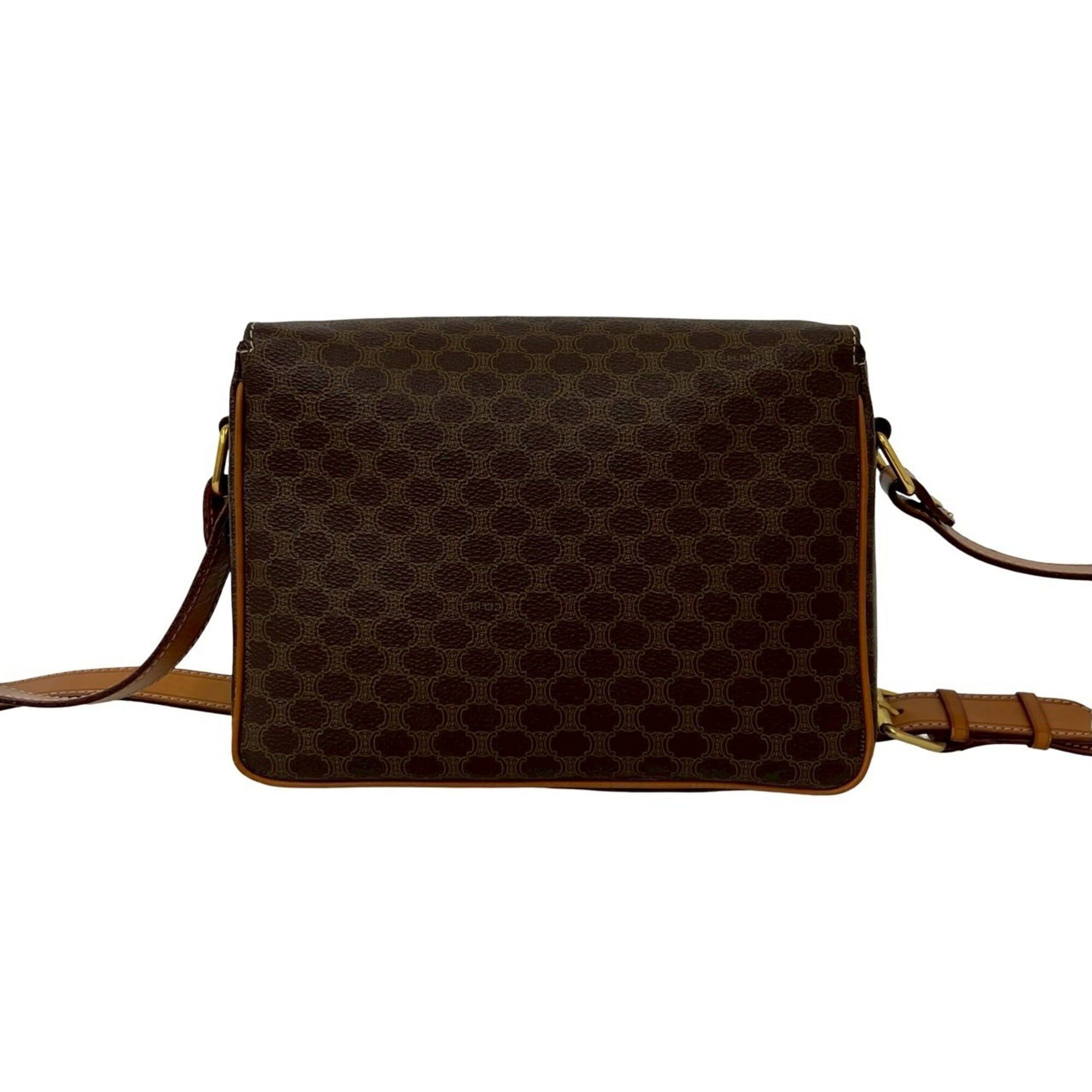 Celine CELINE Macadam Blazon Triomphe Pattern Leather Shoulder Bag with Circle Logo Hardware, Brown, 28447 Size ONE SIZE - 3 Thumbnail