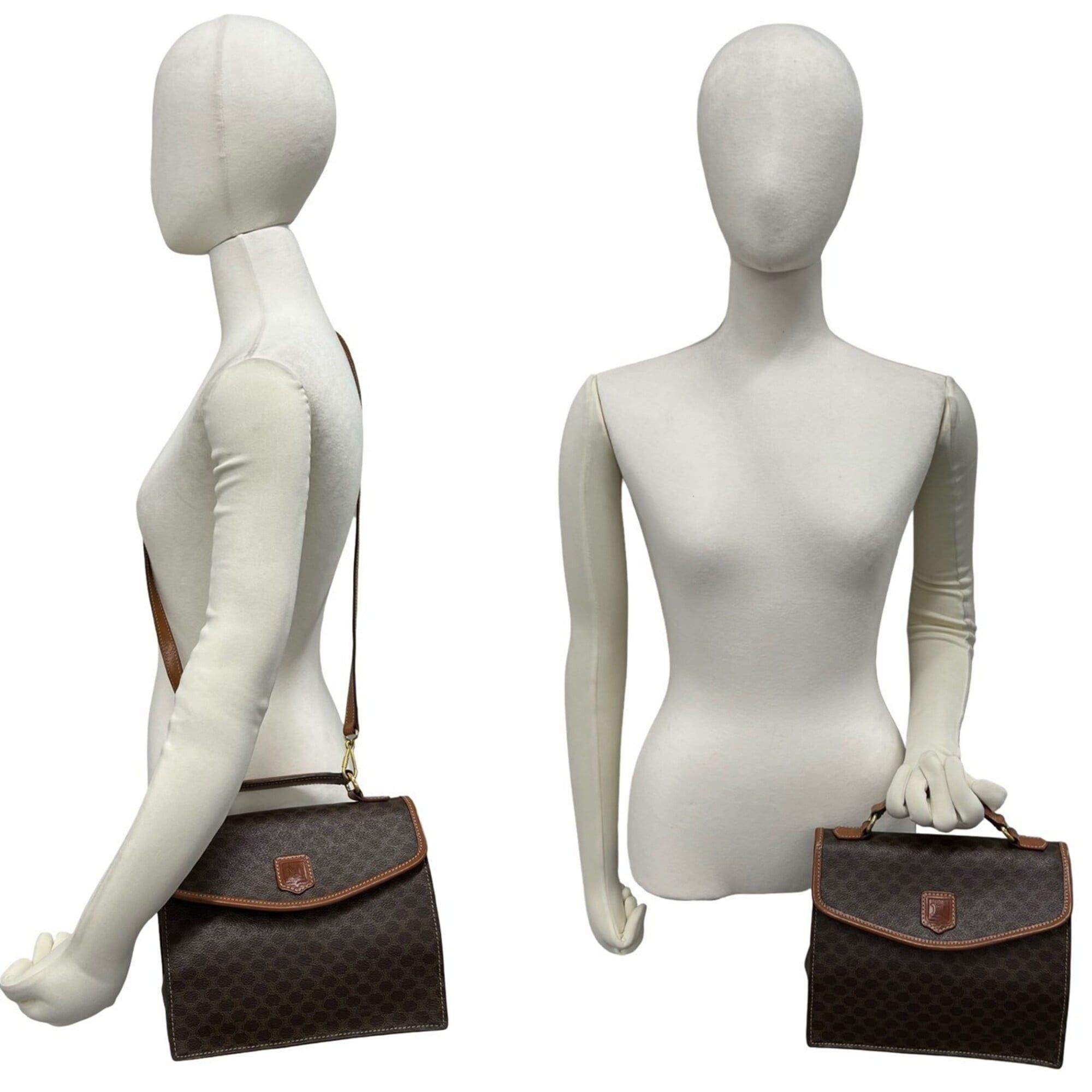 Celine CELINE Macadam Blazon Triomphe Pattern Leather 2-way Handbag/Shoulder Bag Brown 58293 Size ONE SIZE - 2 Thumbnail