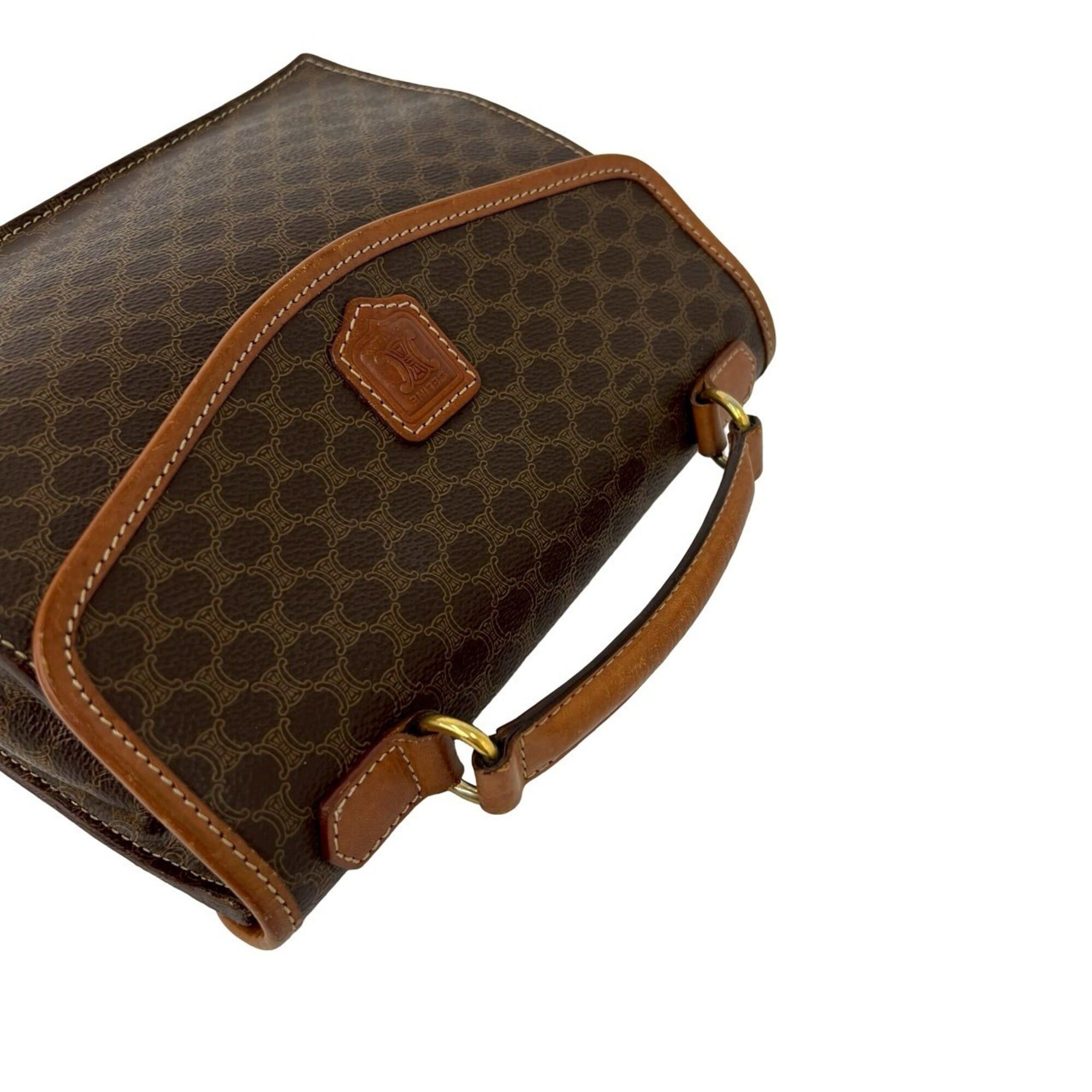 Celine CELINE Macadam Blazon Triomphe Pattern Leather 2-way Handbag/Shoulder Bag Brown 58293 Size ONE SIZE - 4 Thumbnail