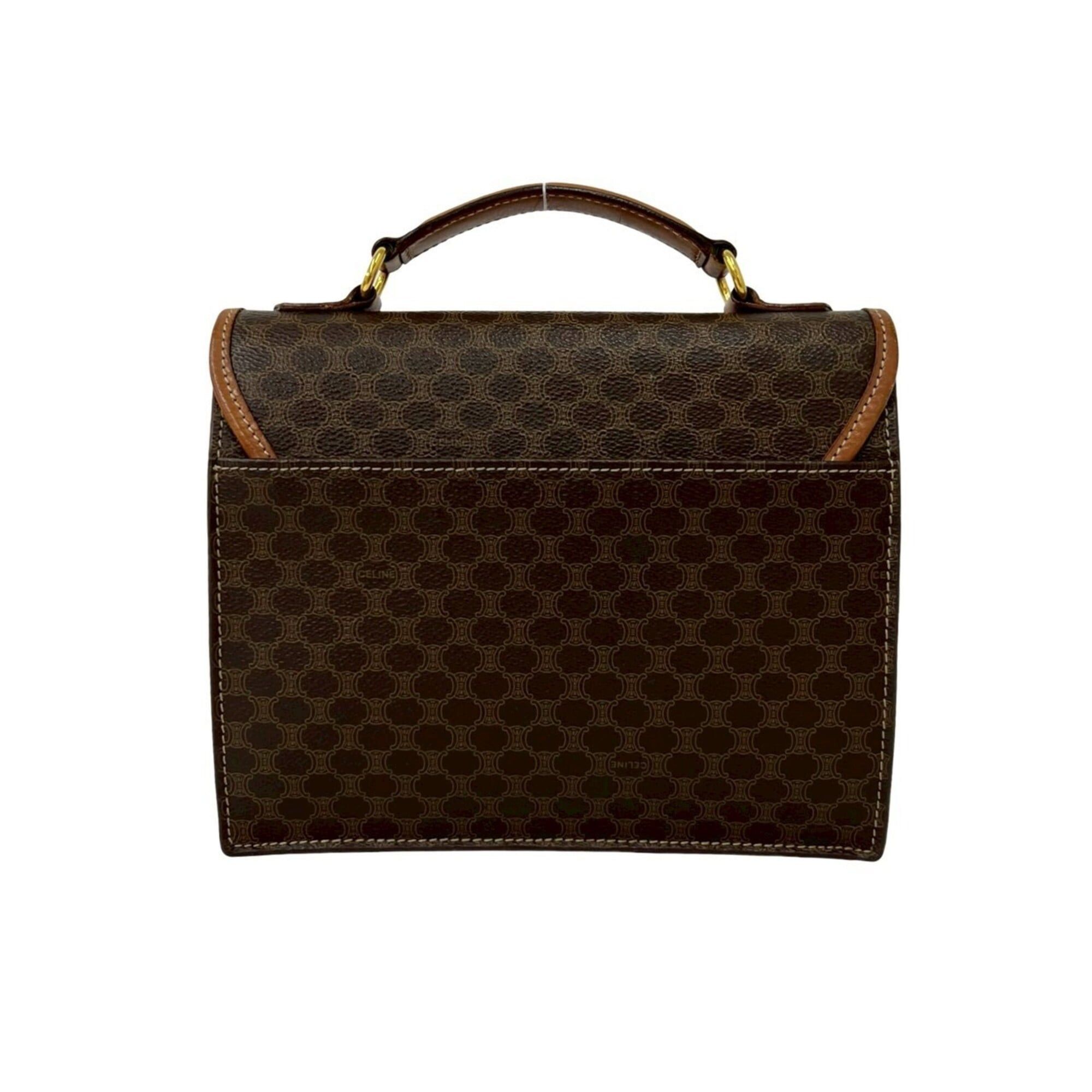 Celine CELINE Macadam Blazon Triomphe Pattern Leather 2-way Handbag/Shoulder Bag Brown 58293 Size ONE SIZE - 3 Thumbnail