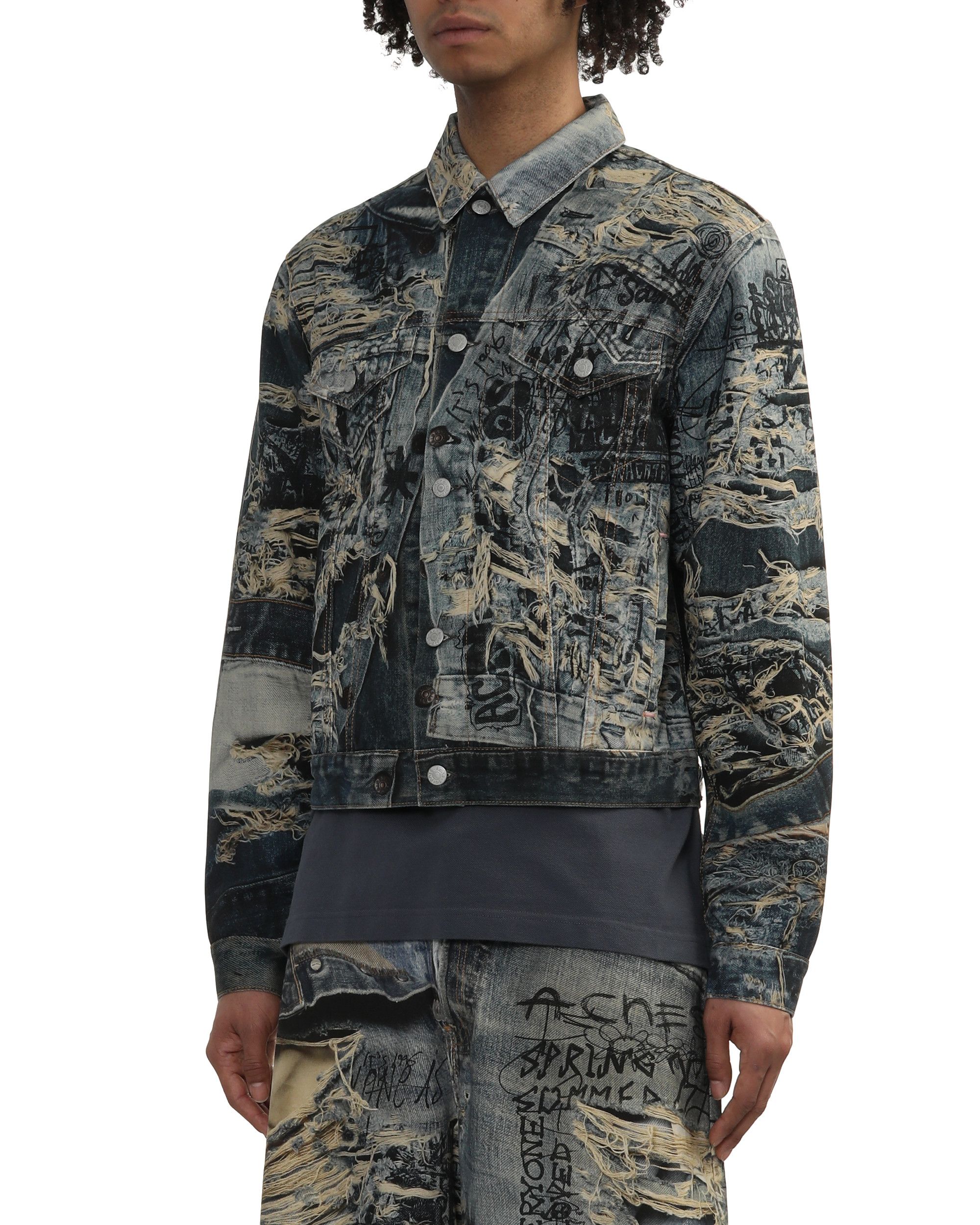 Acne Studios Acne Studios All-over Print Ripped Denim Jacket Size US M / EU 48-50 / 2 - 3 Thumbnail