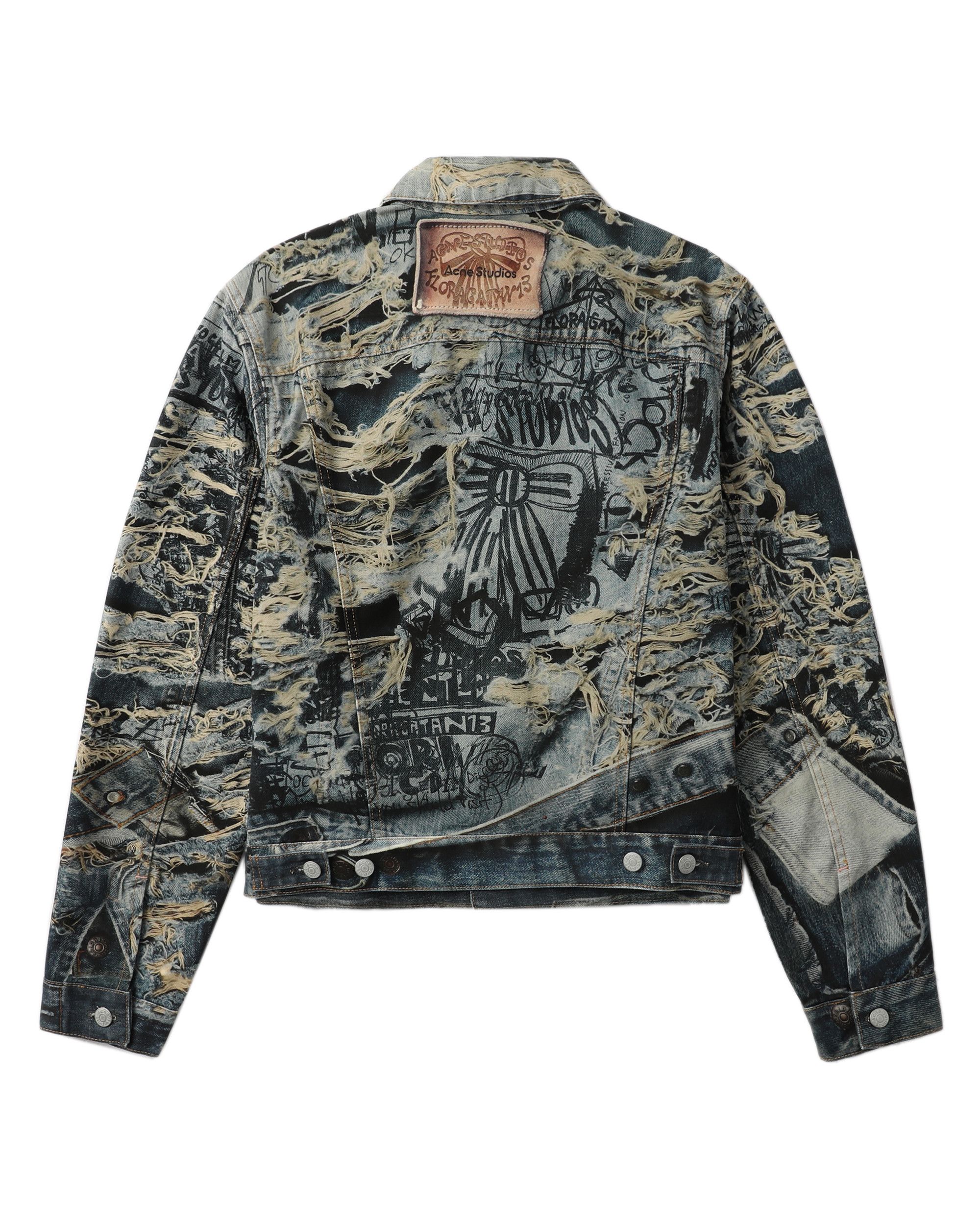 Acne Studios Acne Studios All-over Print Ripped Denim Jacket Size US L / EU 52-54 / 3 - 6 Thumbnail