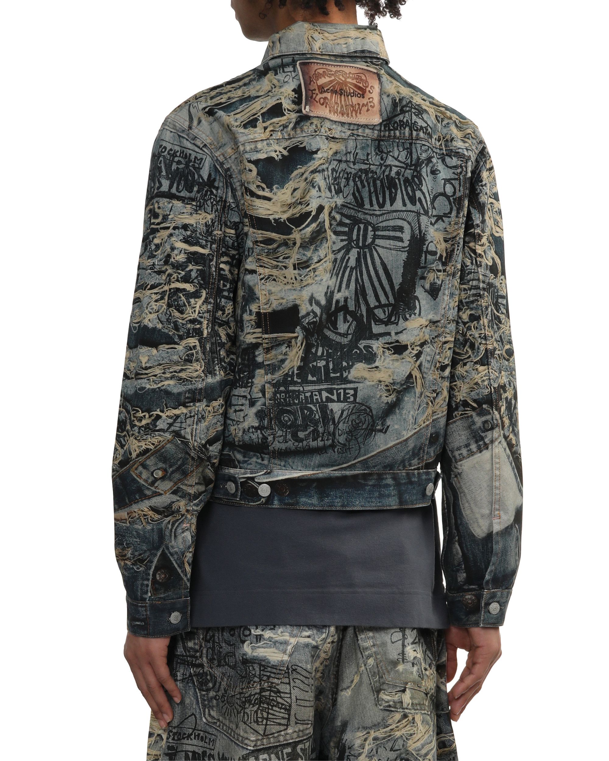 Acne Studios Acne Studios All-over Print Ripped Denim Jacket Size US S / EU 44-46 / 1 - 4 Thumbnail