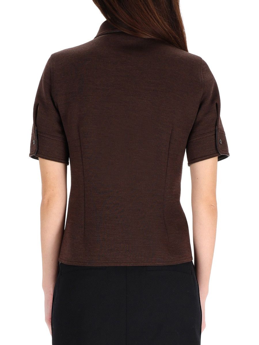 Gucci GUCCI HALF-SLEEVE SHIRT - BROWN (IT 42) Size M / US 6-8 / IT 42-44 - 3 Thumbnail