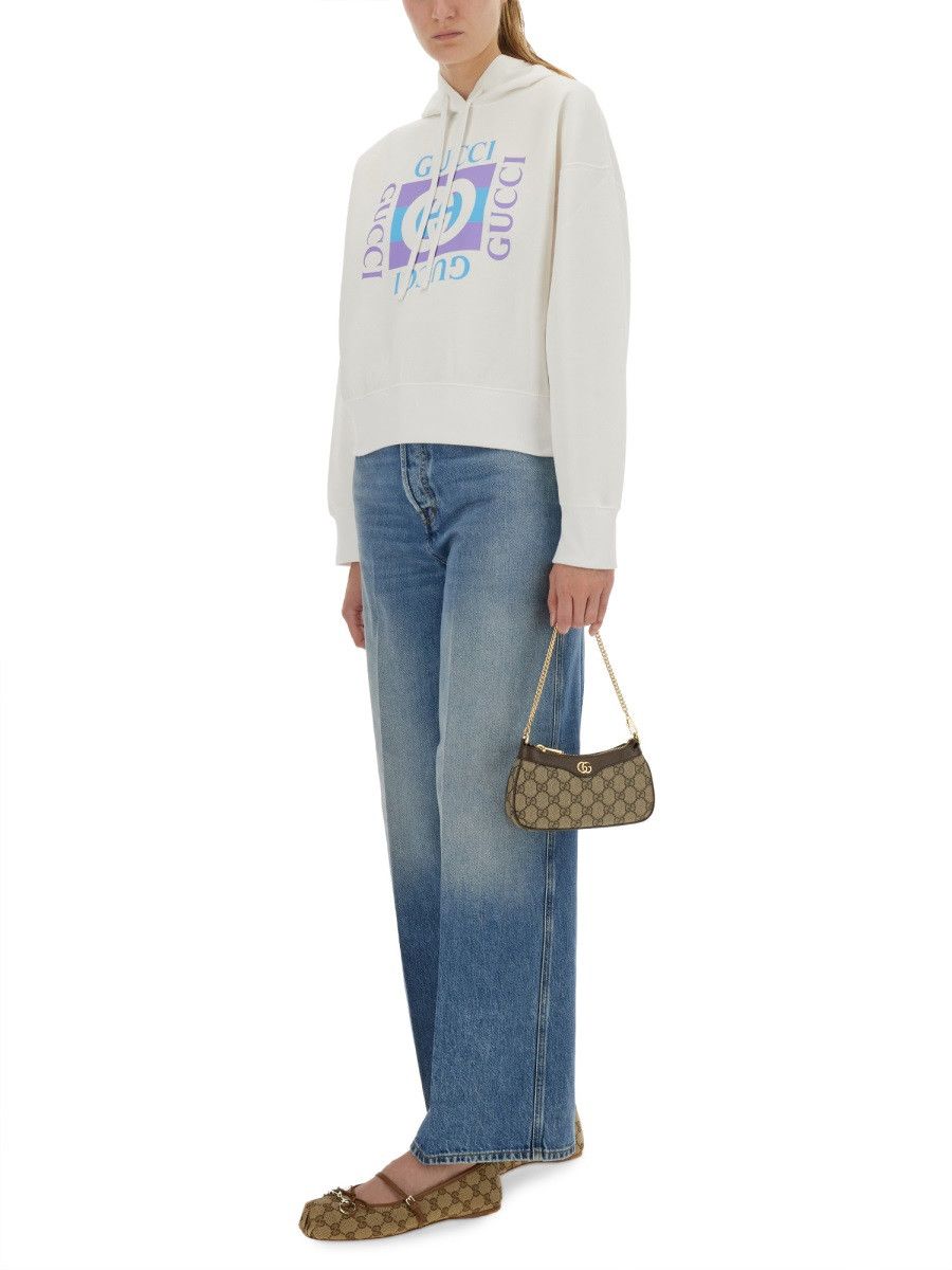 Gucci GUCCI PRINTED COTTON HOODIE - WHITE Size XS / US 0-2 / IT 36-38 - 2 Thumbnail