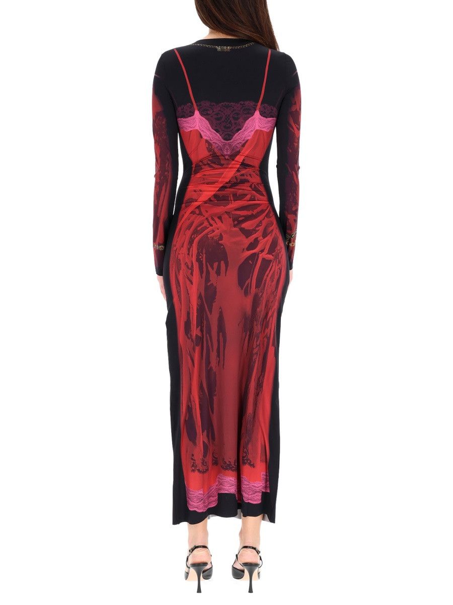 Marine Serre MARINE SERRE "WET NUISETTE" MIDI DRESS - RED Size S / US 4 / IT 40 - 3 Thumbnail