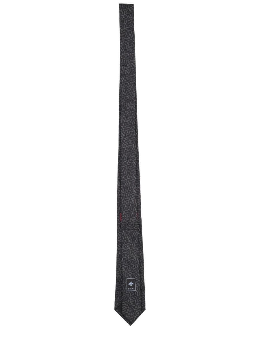 Gucci GUCCI SILK TIE WITH CLAMPS - BLACK Size ONE SIZE - 2 Thumbnail