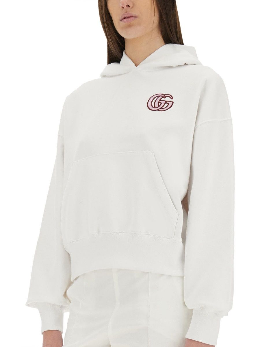 Gucci GUCCI COTTON SWEATSHIRT WITH EMBROIDERY - WHITE Size XS / US 0-2 / IT 36-38 - 4 Thumbnail