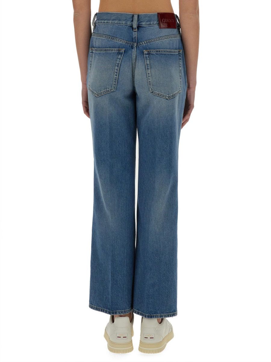 Gucci GUCCI DENIM PANTS WITH LOGO LABEL - DENIM (JEANS 28) Size 28" / US 6 / IT 42 - 3 Thumbnail