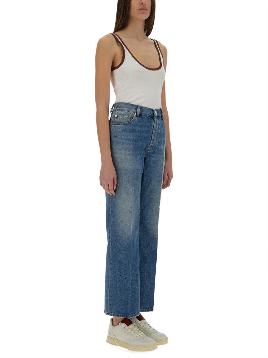 Gucci GUCCI DENIM PANTS WITH LOGO LABEL - DENIM (JEANS 27) Size 27" / US 4 / IT 40 - 2 Thumbnail