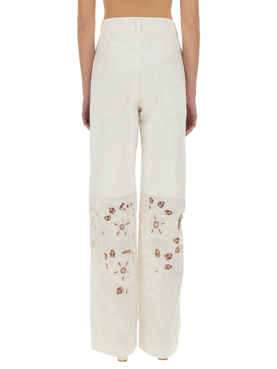 Marine Serre MARINE SERRE UPCYCLED LINEN PANTS - WHITE Size 30" / US 8 / IT 44 - 3 Thumbnail