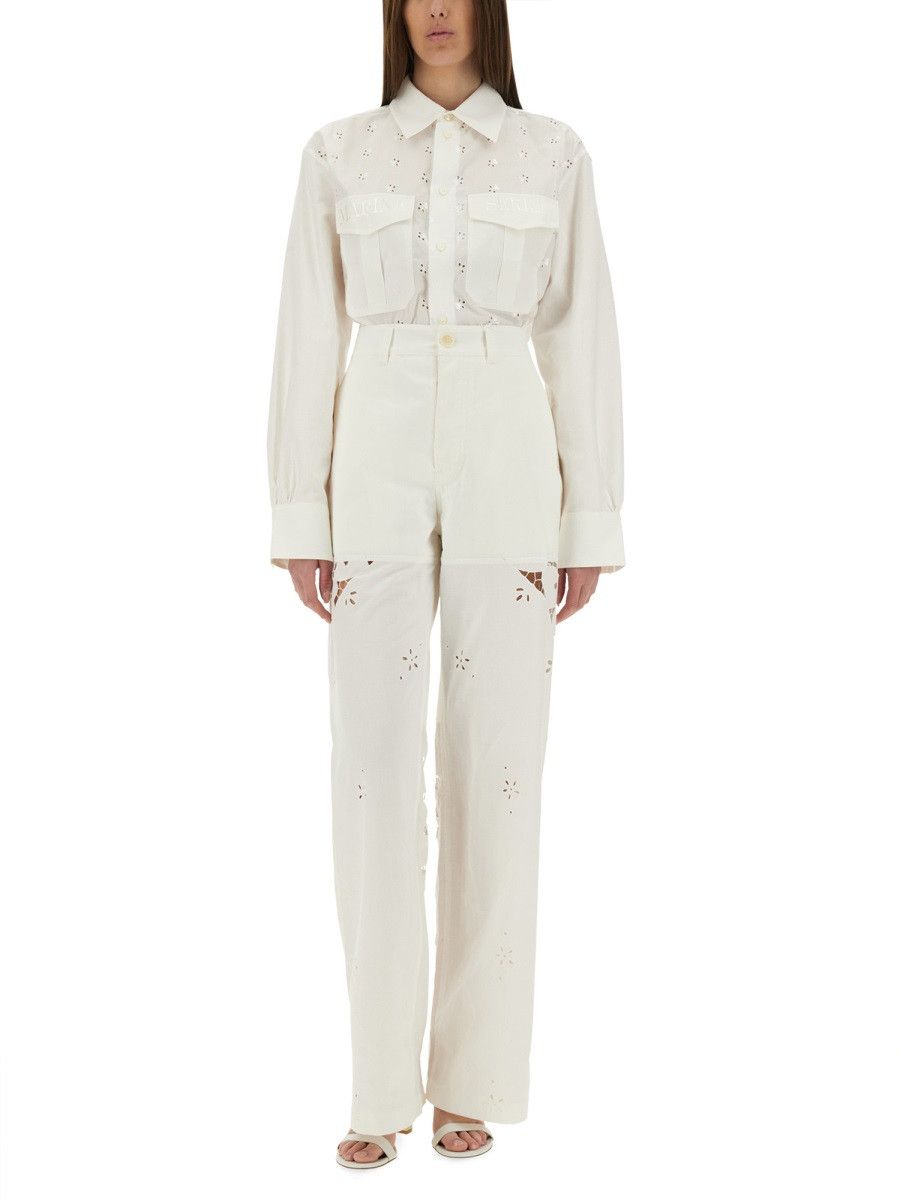 Marine Serre MARINE SERRE UPCYCLED LINEN PANTS - WHITE Size 30" / US 8 / IT 44 - 2 Thumbnail