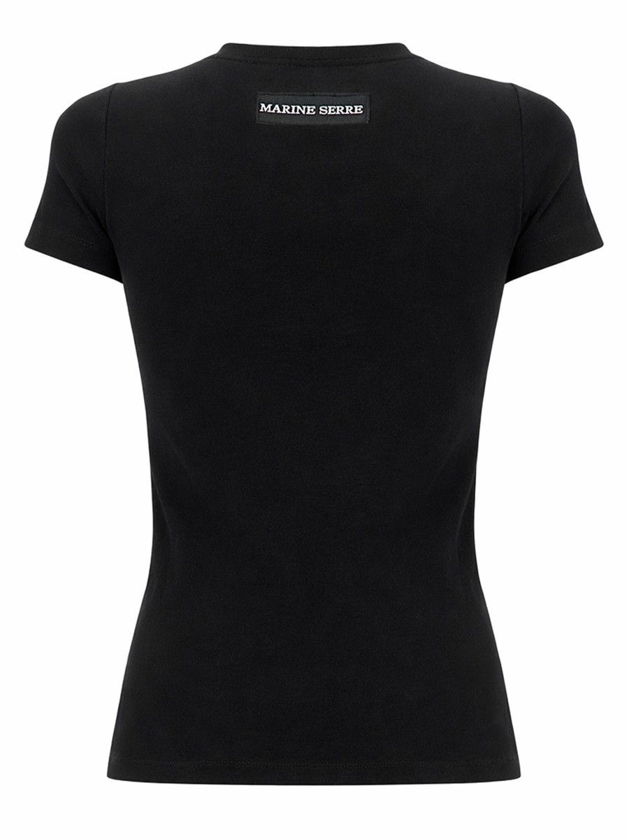 Marine Serre MARINE SERRE T-SHIRT "MOON" - BLACK Size S / US 4 / IT 40 - 2 Thumbnail