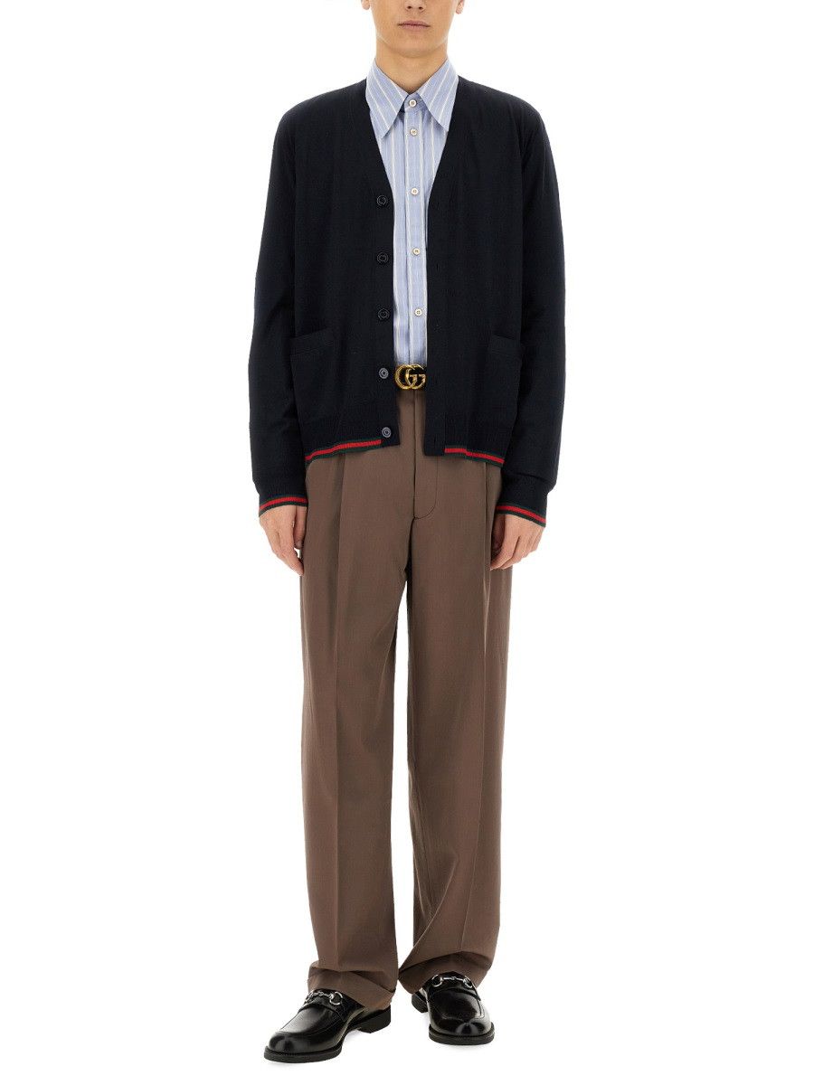 Gucci GUCCI KNITTED WOOL CARDIGAN WITH WEB PATTERN - BLACK Size US M / EU 48-50 / 2 - 2 Thumbnail