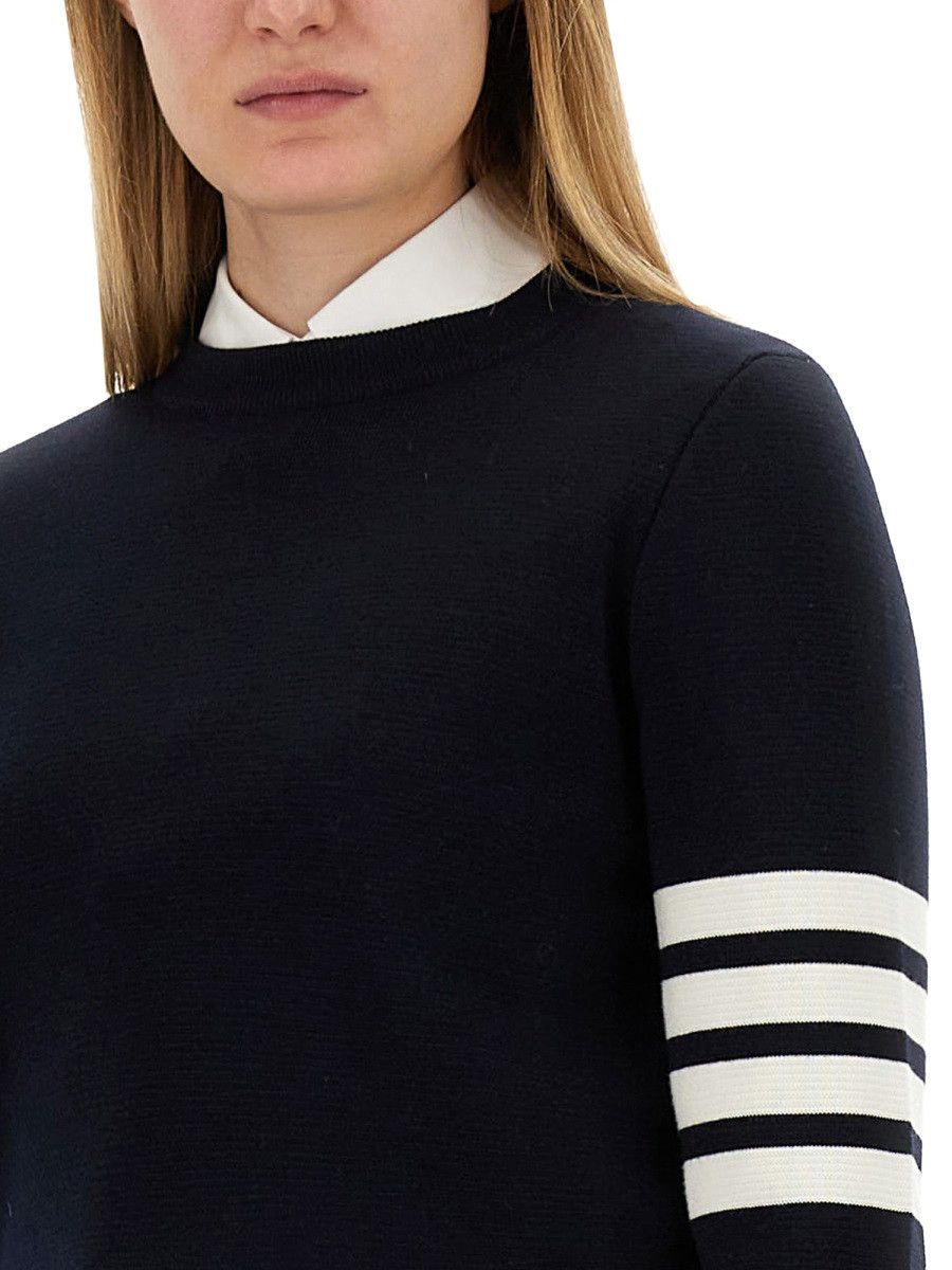 Thom Browne THOM BROWNE MILANO STITCH JERSEY WITH 4 BARS - BLUE (IT 38) Size XS / US 0-2 / IT 36-38 - 3 Thumbnail