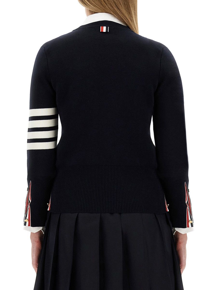 Thom Browne THOM BROWNE MILANO STITCH JERSEY WITH 4 BARS - BLUE (IT 40) Size S / US 4 / IT 40 - 4 Thumbnail