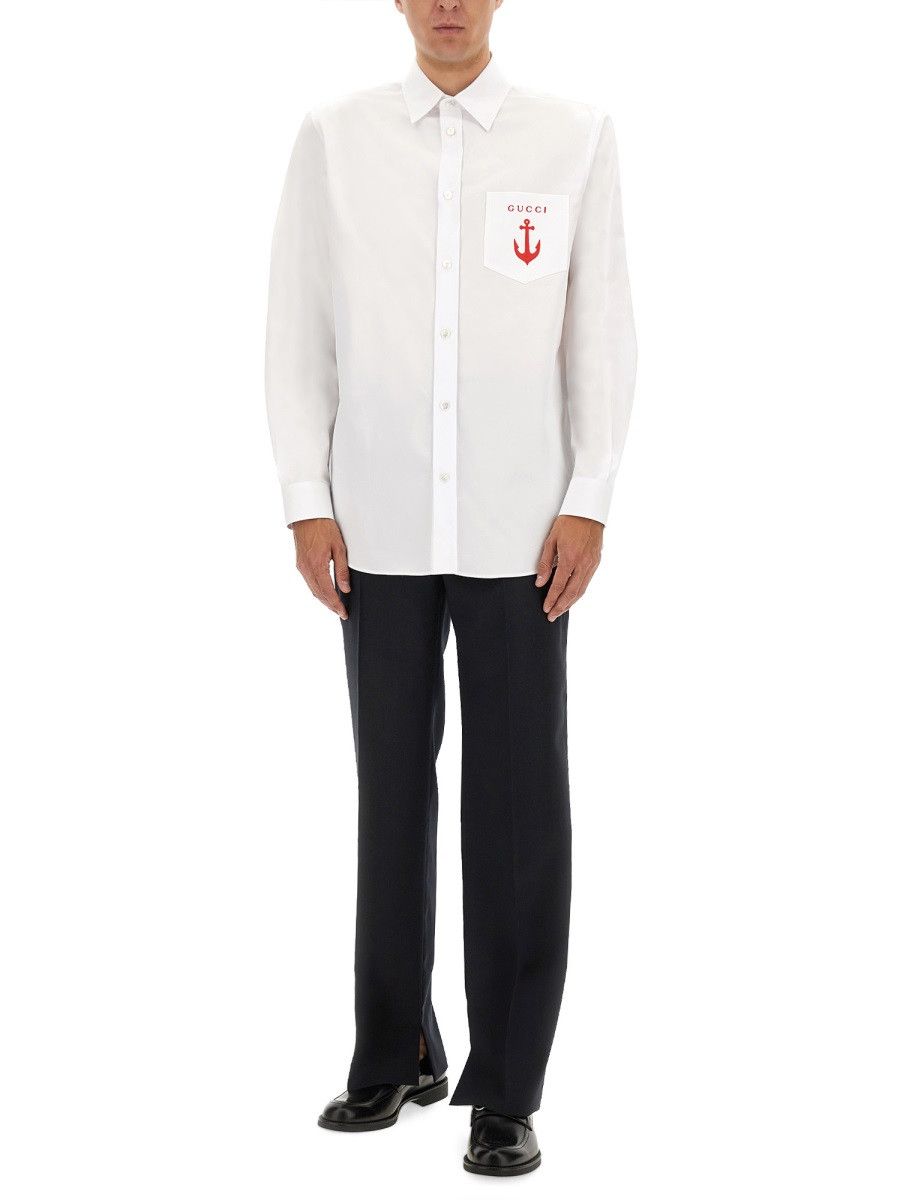 Gucci GUCCI SHIRT WITH EMBROIDERY - WHITE (IT 48) Size US M / EU 48-50 / 2 - 2 Thumbnail