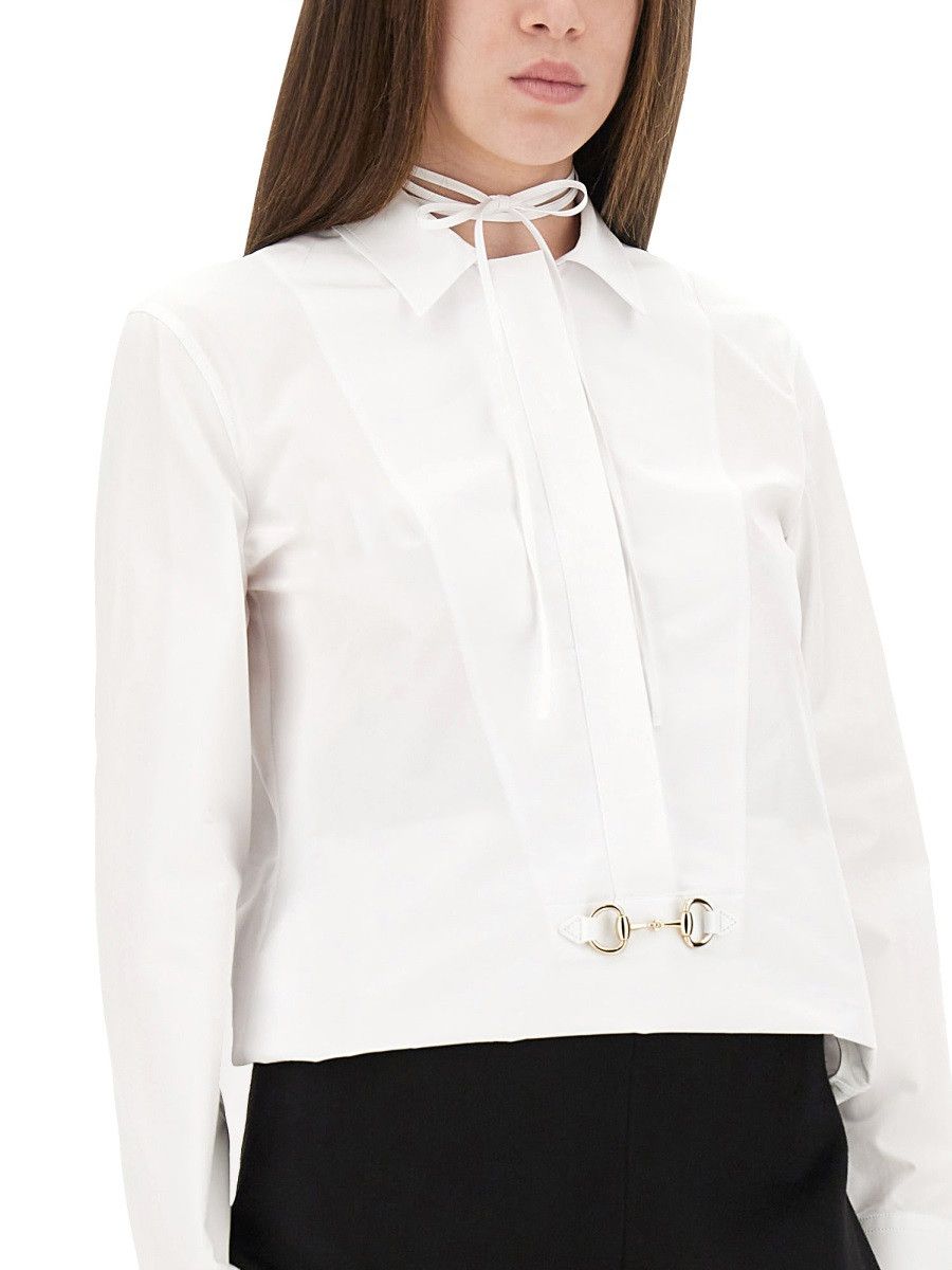 Gucci GUCCI COTTON POPLIN SHIRT WITH CLAMP - WHITE (IT 38) Size XS / US 0-2 / IT 36-38 - 4 Thumbnail
