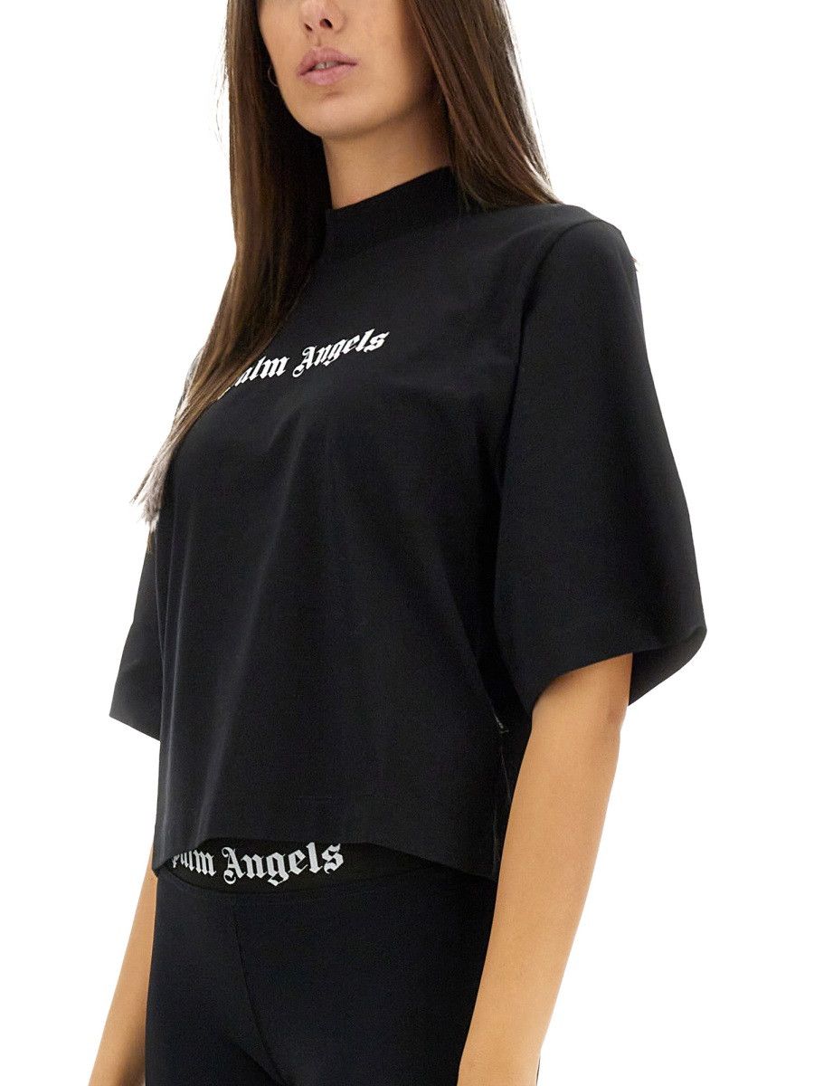 Palm Angels PALM ANGELS T-SHIRT WITH LOGO - BLACK Size XS / US 0-2 / IT 36-38 - 4 Thumbnail