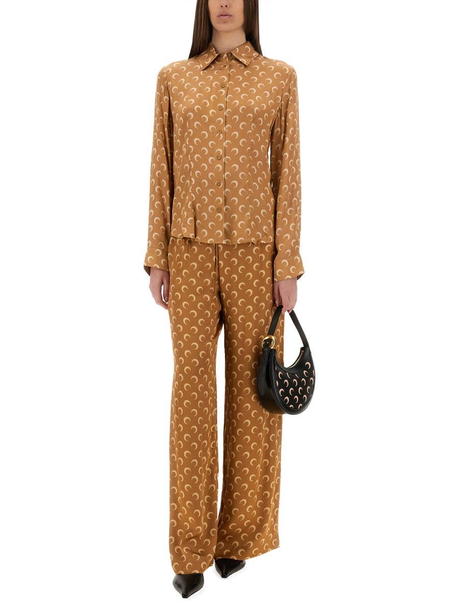 Marine Serre MARINE SERRE "MOON" SATIN SHIRT - BEIGE (FR 38) Size S / US 4 / IT 40 - 2 Thumbnail