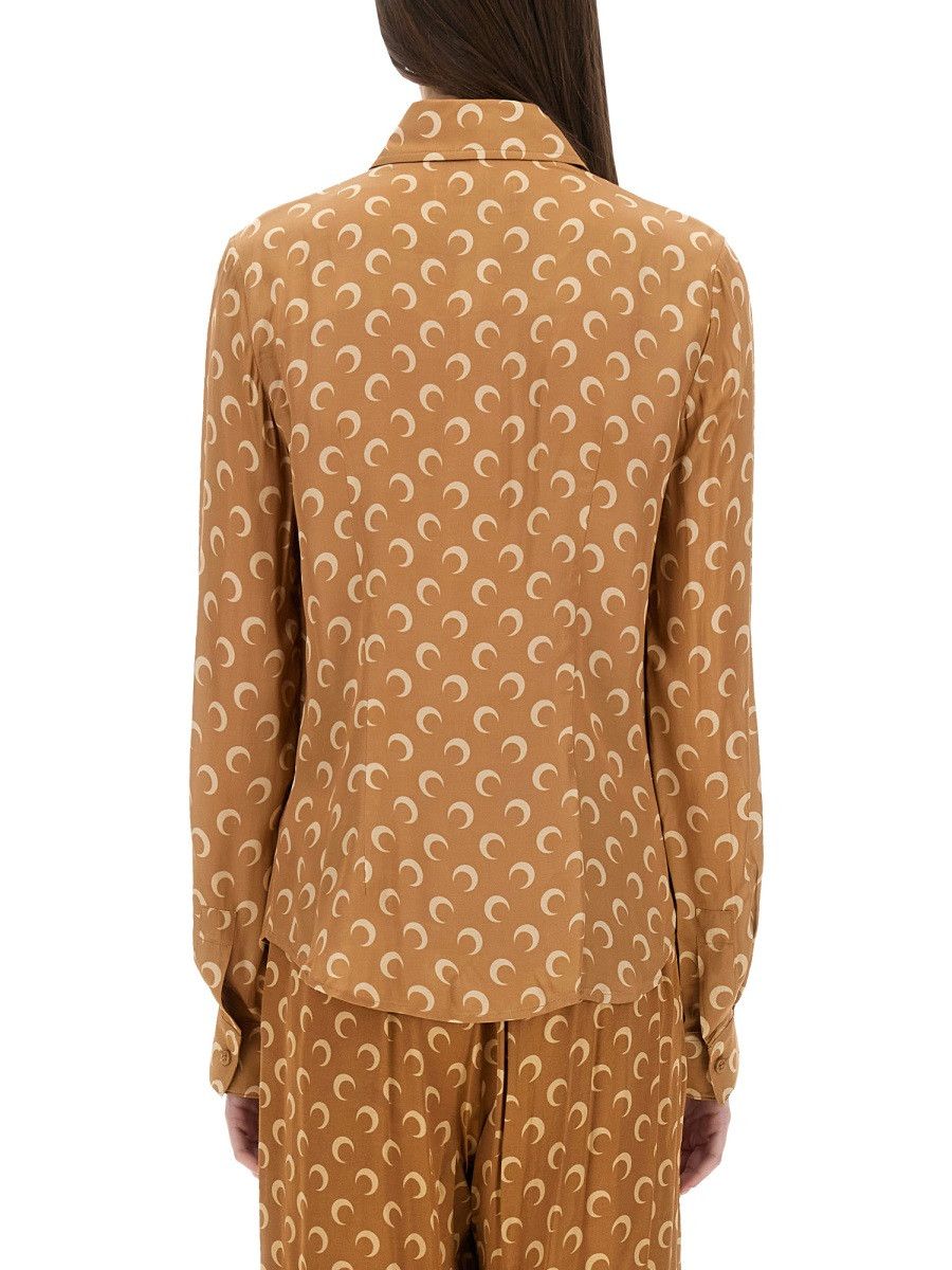 Marine Serre MARINE SERRE "MOON" SATIN SHIRT - BEIGE (FR 36) Size XS / US 0-2 / IT 36-38 - 3 Thumbnail