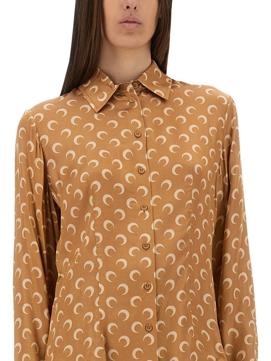 Marine Serre MARINE SERRE "MOON" SATIN SHIRT - BEIGE (FR 36) Size XS / US 0-2 / IT 36-38 - 4 Thumbnail