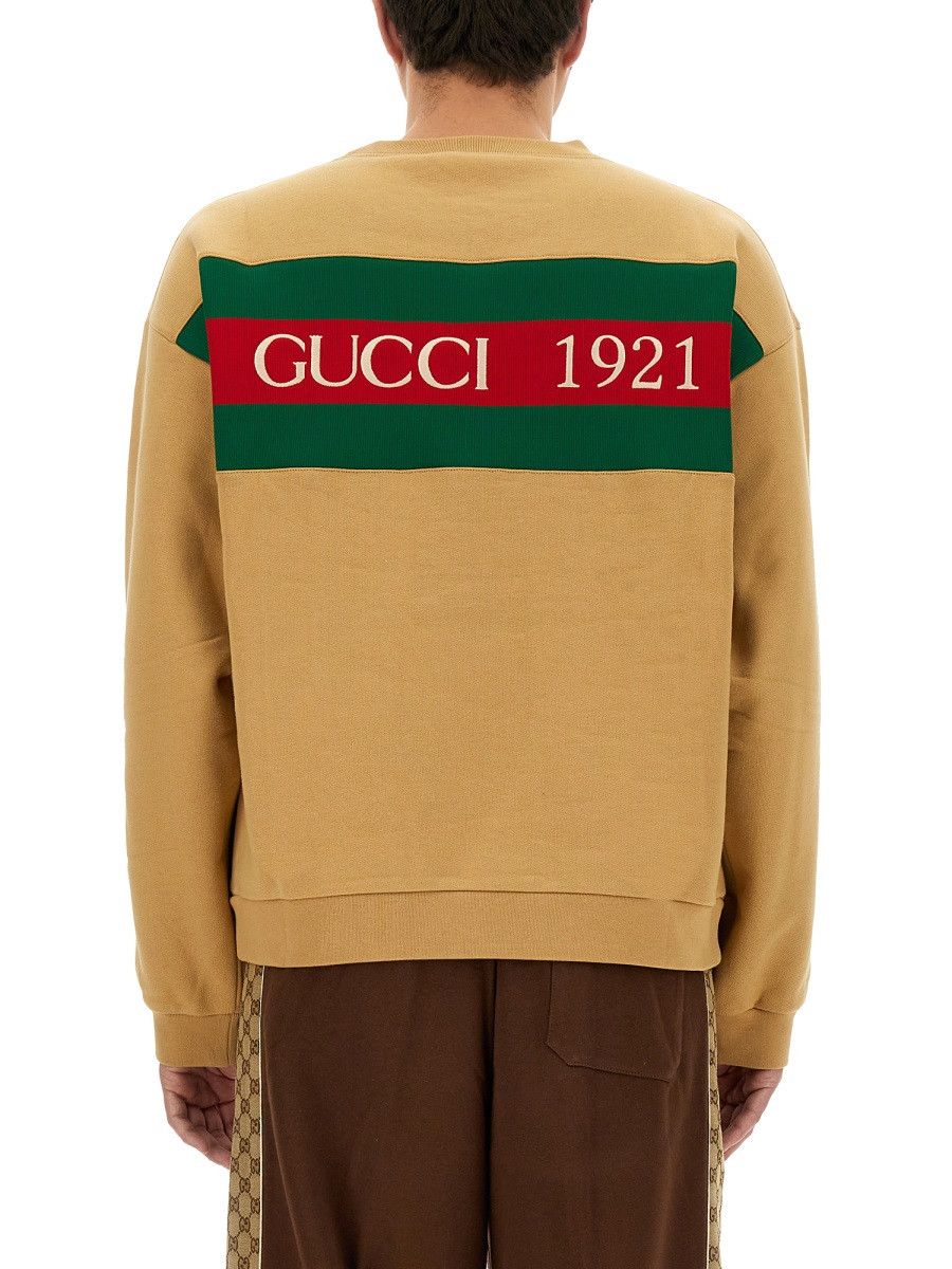Gucci GUCCI SWEATSHIRT WITH WEB RIBBON - BEIGE Size US M / EU 48-50 / 2 - 3 Thumbnail