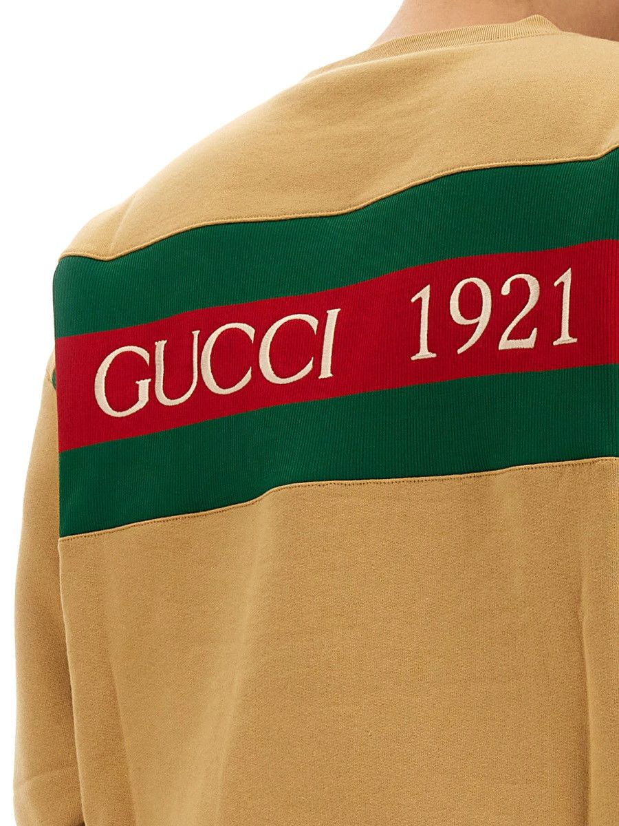 Gucci GUCCI SWEATSHIRT WITH WEB RIBBON - BEIGE Size US M / EU 48-50 / 2 - 4 Thumbnail