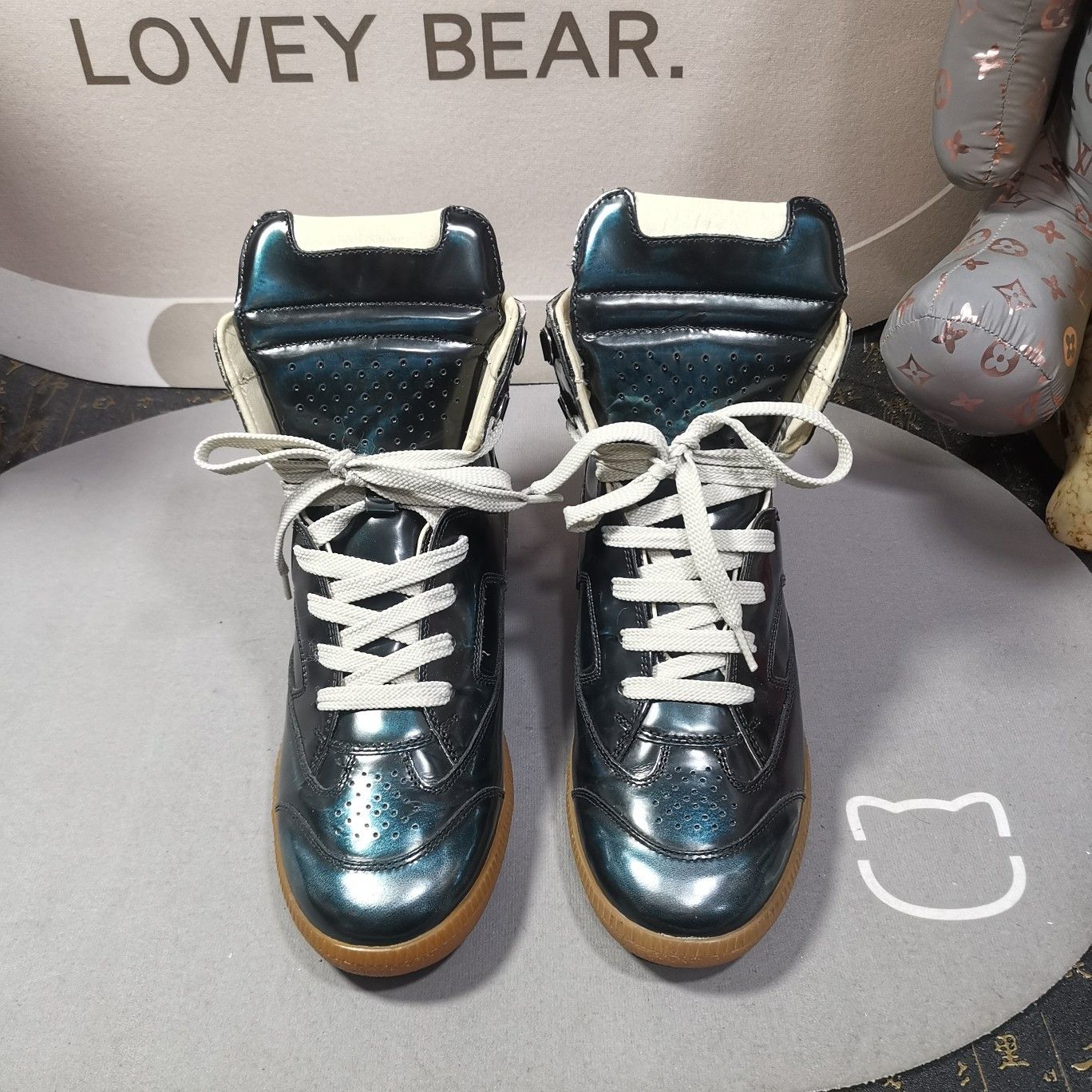 Maison Margiela Maison Margiela Iridescent Green High-Top Sneakers Size 6 Size US 6 / EU 39 - 2 Thumbnail
