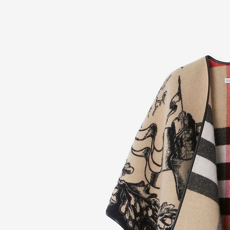 Burberry Burberry Horseferry Print Wool Cape Size One Size Size ONE SIZE - 10 Thumbnail