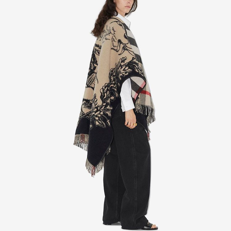 Burberry Burberry Horseferry Print Wool Cape Size One Size Size ONE SIZE - 9 Thumbnail