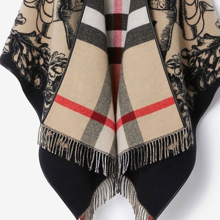 Burberry Burberry Horseferry Print Wool Cape Size One Size Size ONE SIZE - 11 Thumbnail