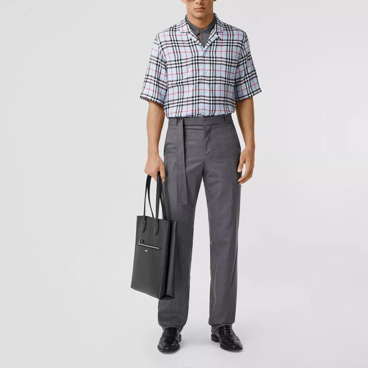 Burberry Burberry Pale Blue Check Short Sleeve Shirt Size XS Size US XS / EU 42 / 0 - 10 Thumbnail