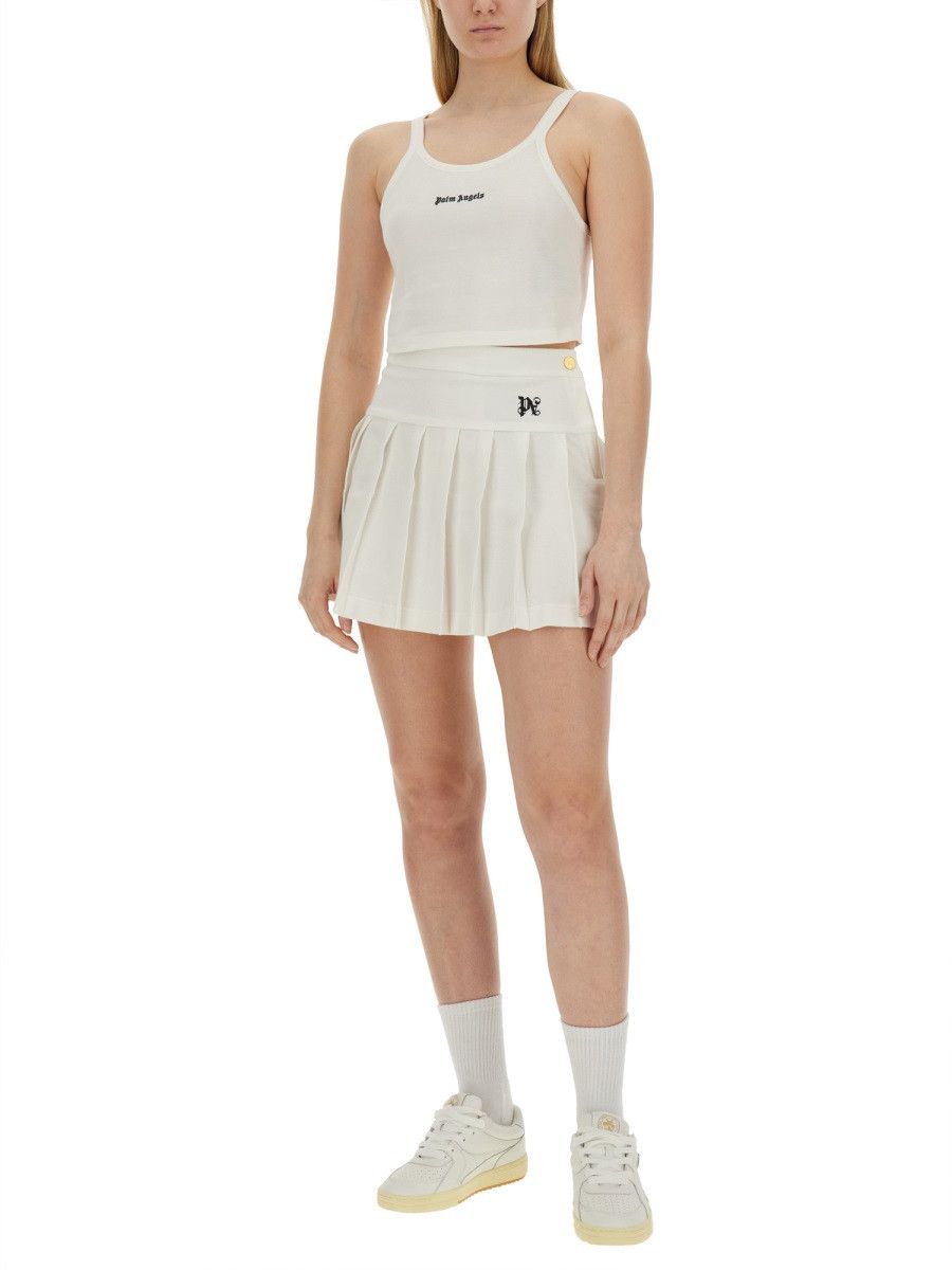 Palm Angels PALM ANGELS TANK TOP WITH LOGO - WHITE Size XS / US 0-2 / IT 36-38 - 2 Thumbnail