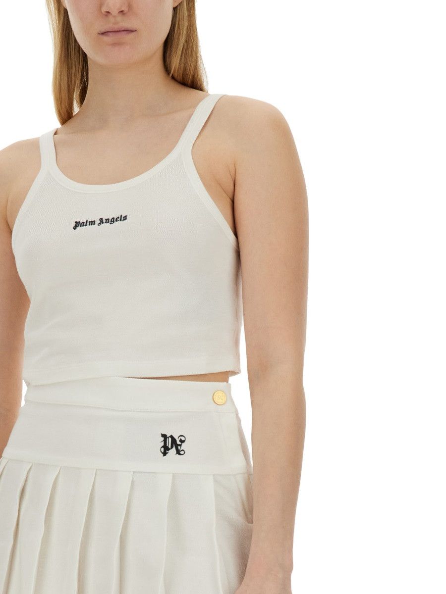 Palm Angels PALM ANGELS TANK TOP WITH LOGO - WHITE Size XS / US 0-2 / IT 36-38 - 4 Thumbnail