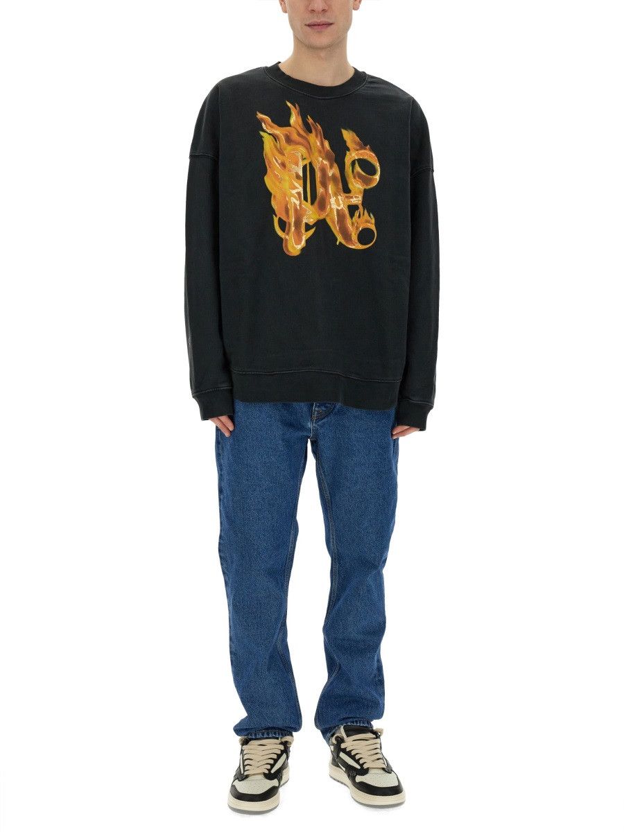 Palm Angels PALM ANGELS "BURNING MONOGRAM" PRINT SWEATSHIRT - BLACK Size US L / EU 52-54 / 3 - 2 Thumbnail