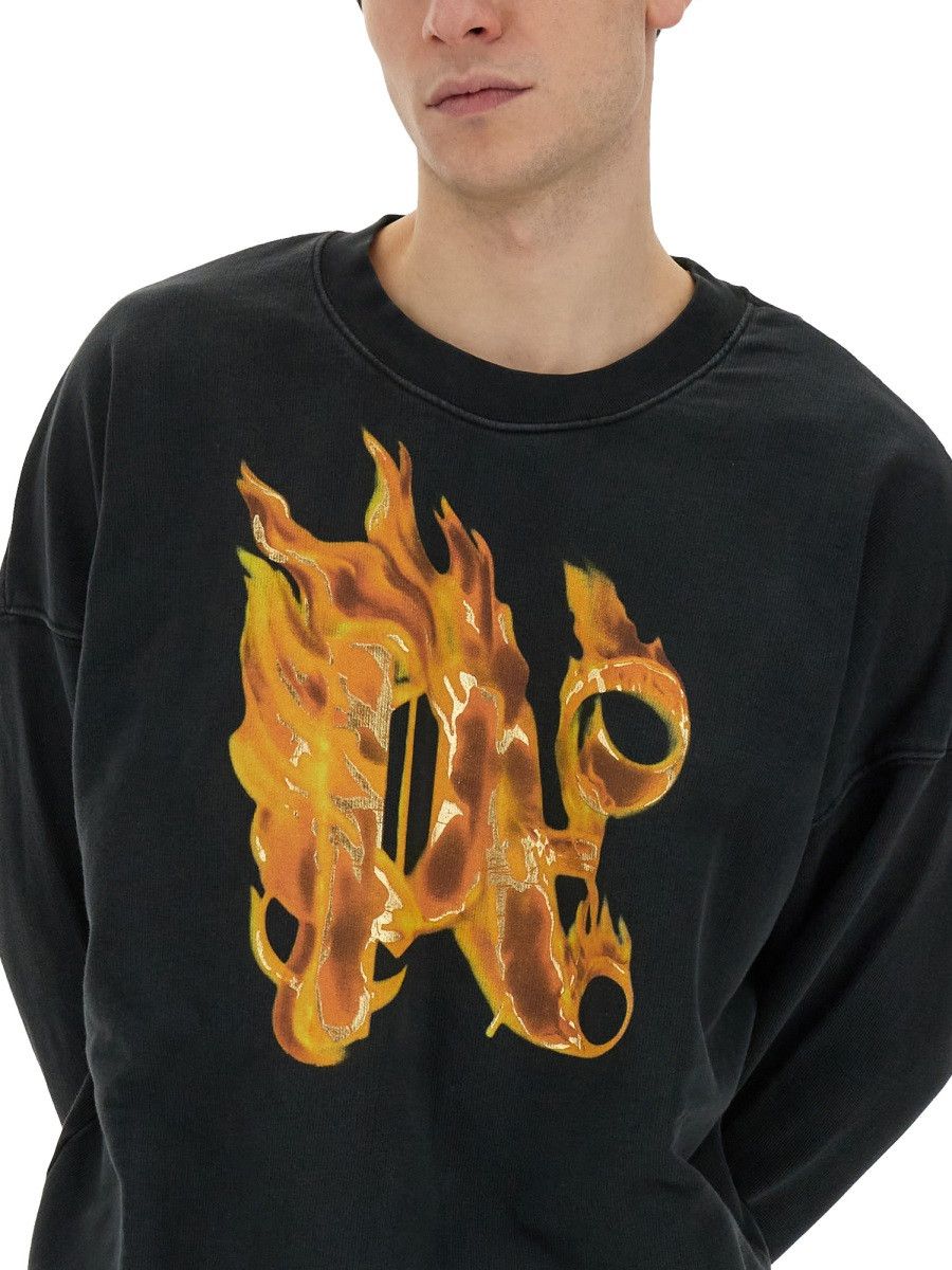 Palm Angels PALM ANGELS "BURNING MONOGRAM" PRINT SWEATSHIRT - BLACK Size US L / EU 52-54 / 3 - 4 Thumbnail